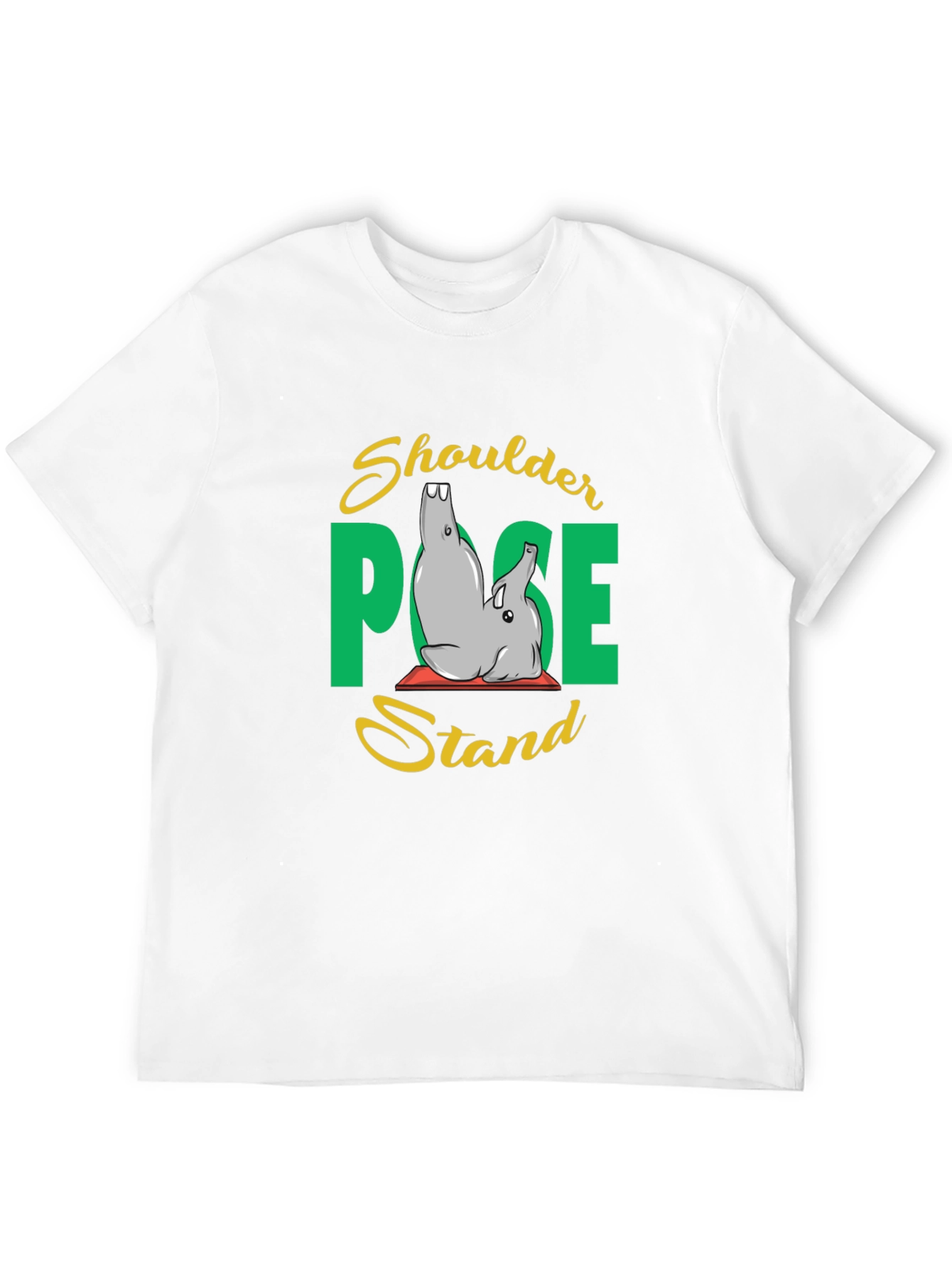 Yoga Elephant Shoulder Pose Stand Black T-Shirt