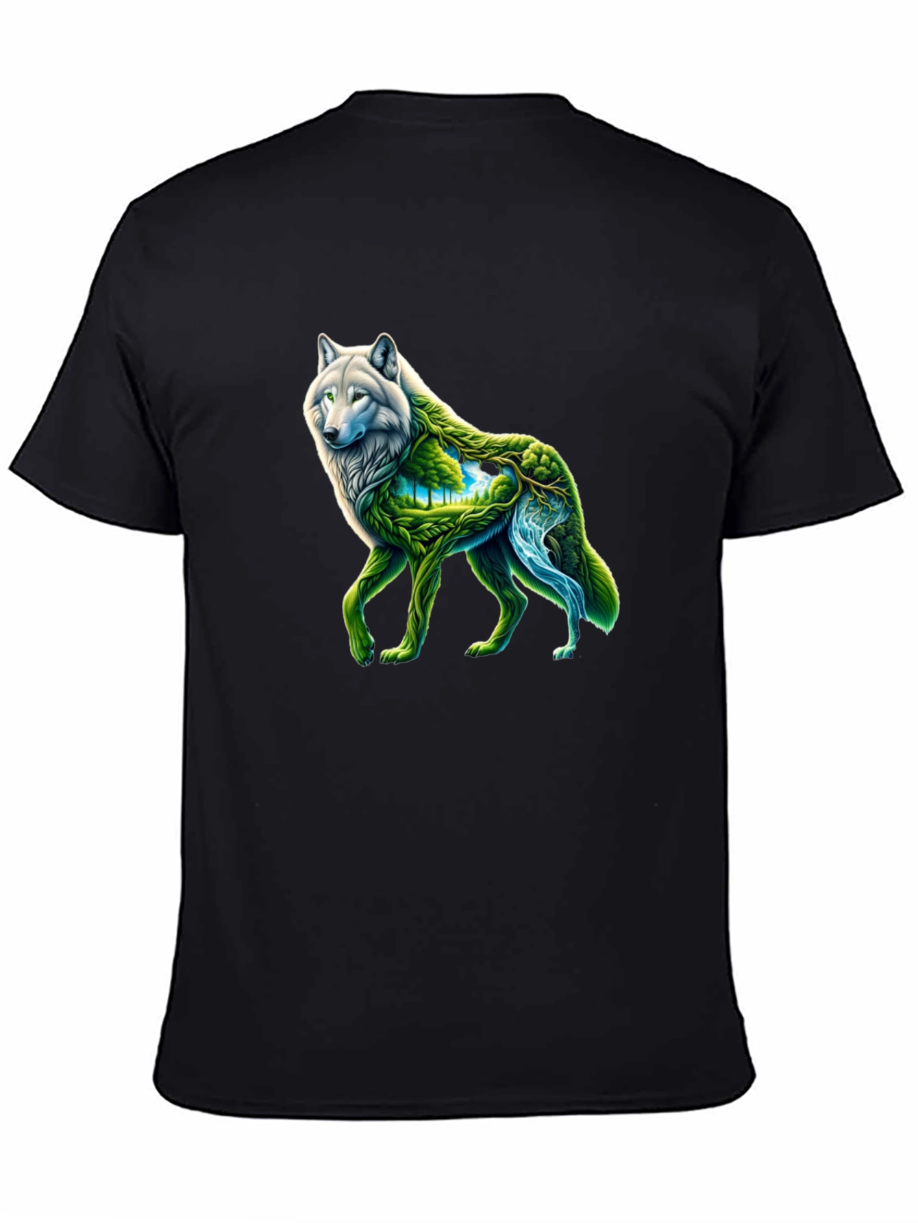 Nature Wolf Graphic Tee - Black T-Shirt