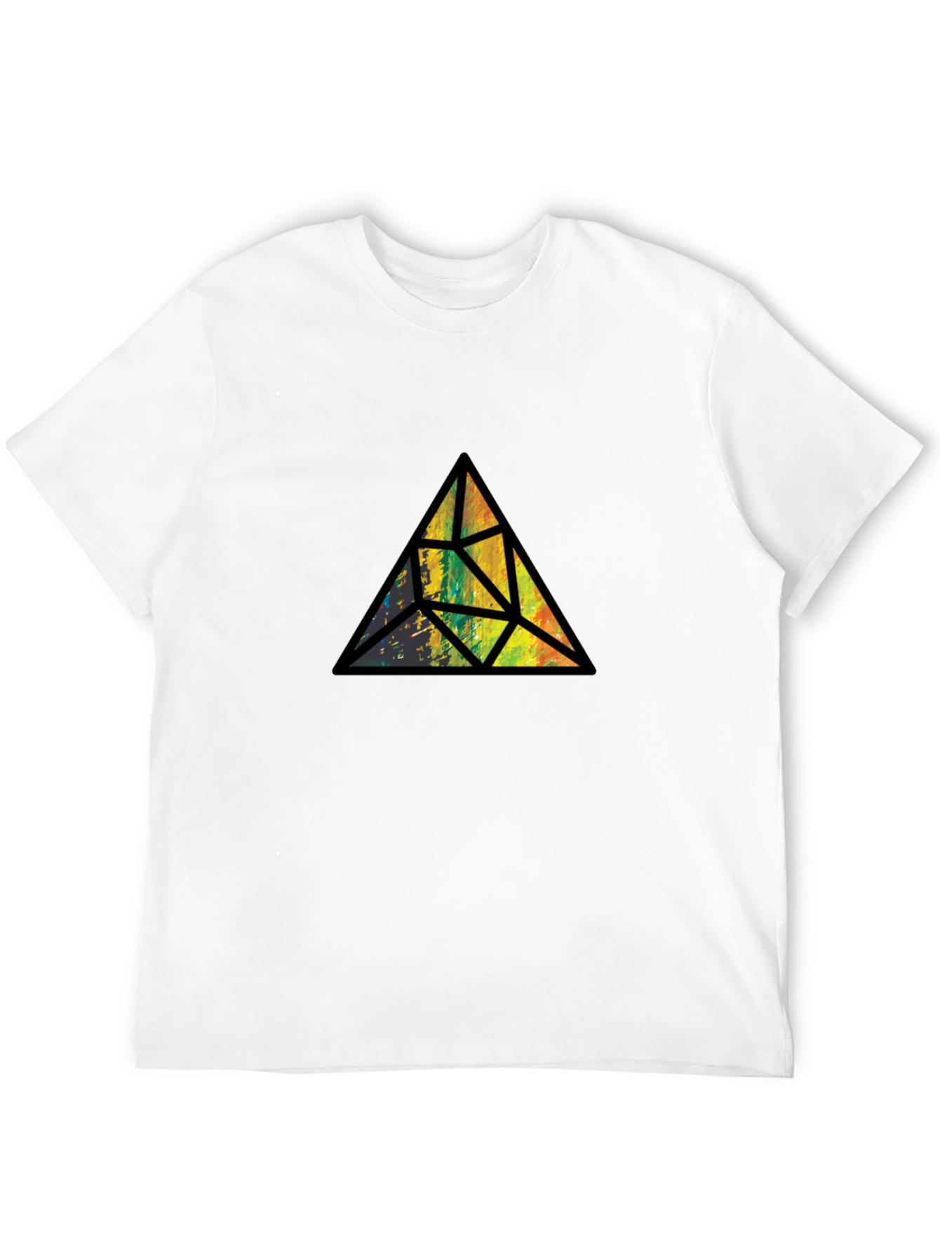Abstract Triangle Graphic Black T-Shirt