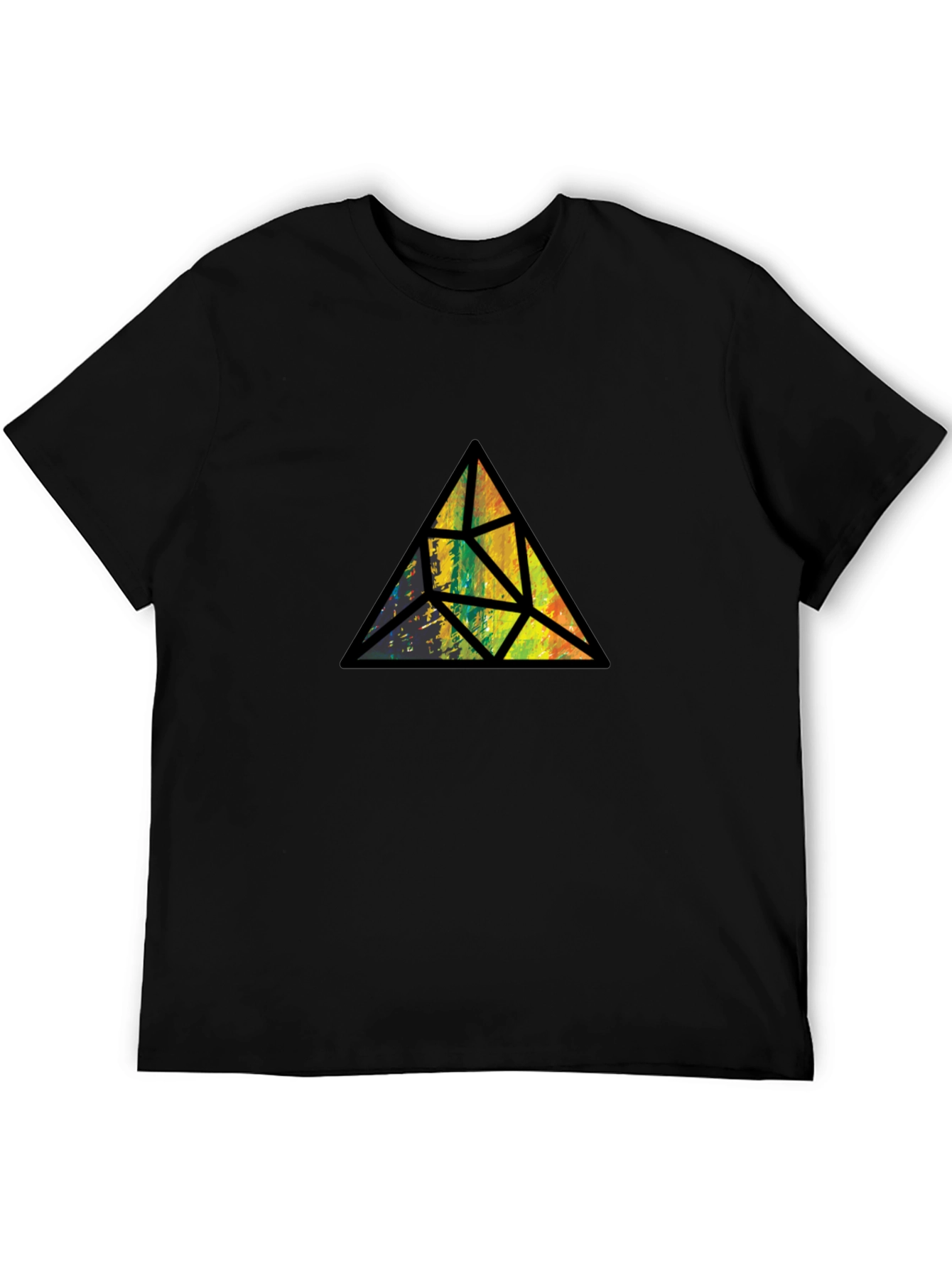 Abstract Triangle Graphic Black T-Shirt