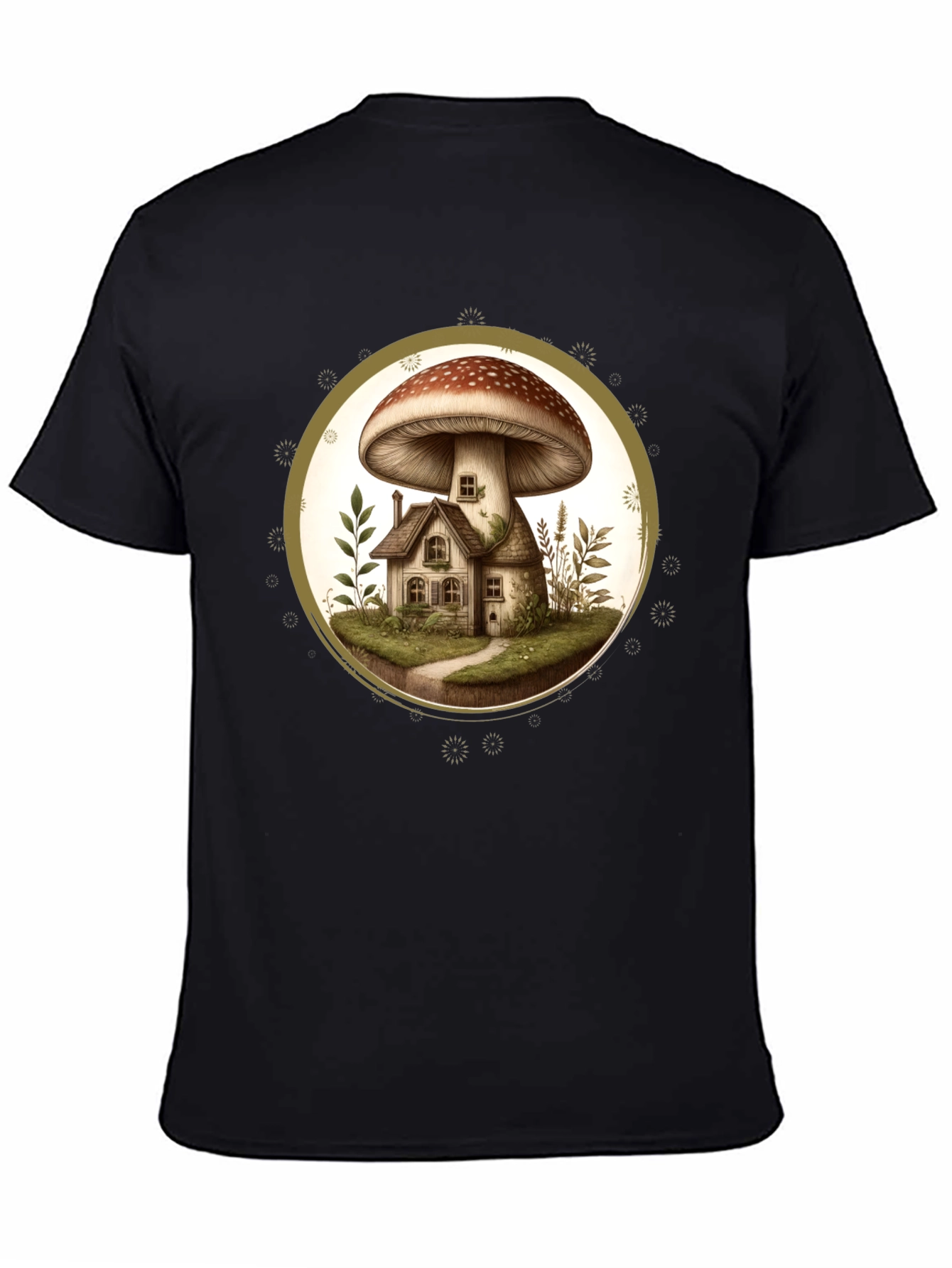 Mushroom House T-Shirt - Unique Nature Design