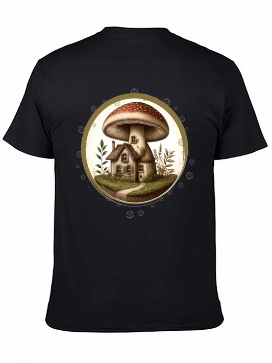 Mushroom House T-Shirt - Unique Nature Design