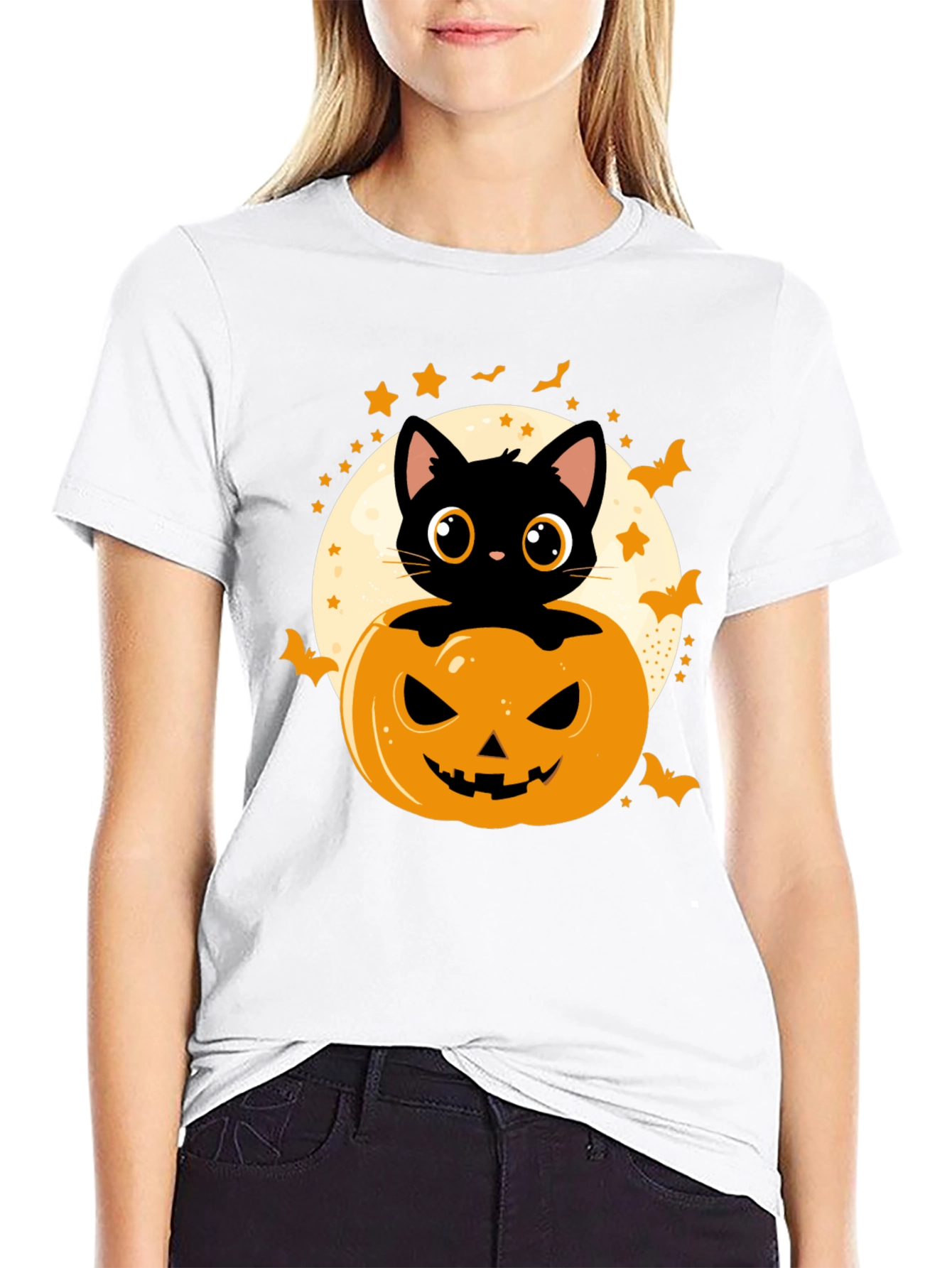 Halloween Cat Pumpkin T-Shirt