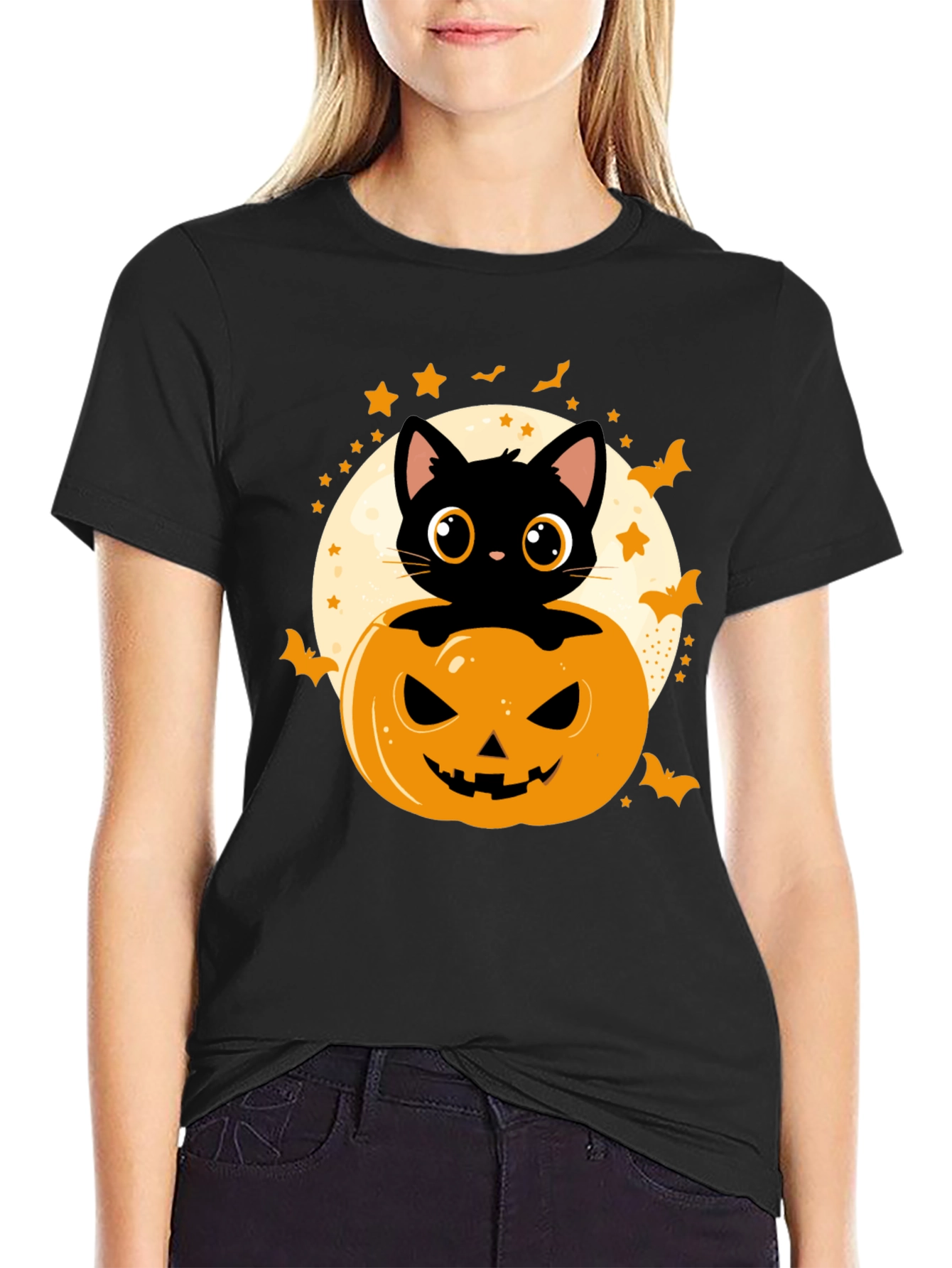 Halloween Cat Pumpkin T-Shirt