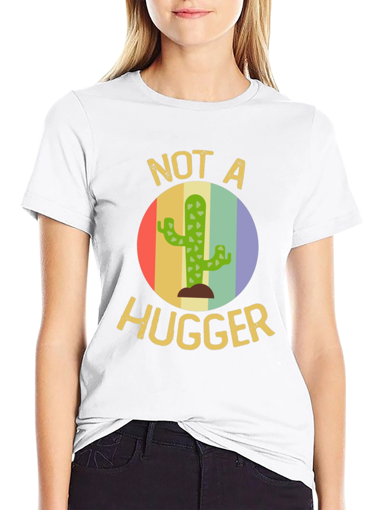 Not A Hugger Cactus T-Shirt - Funny Sarcastic Tee