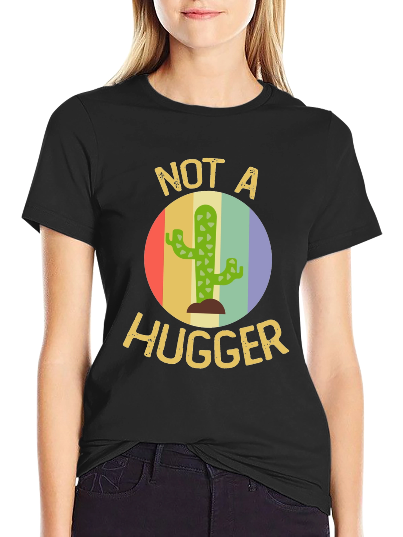 Not A Hugger Cactus T-Shirt - Funny Sarcastic Tee