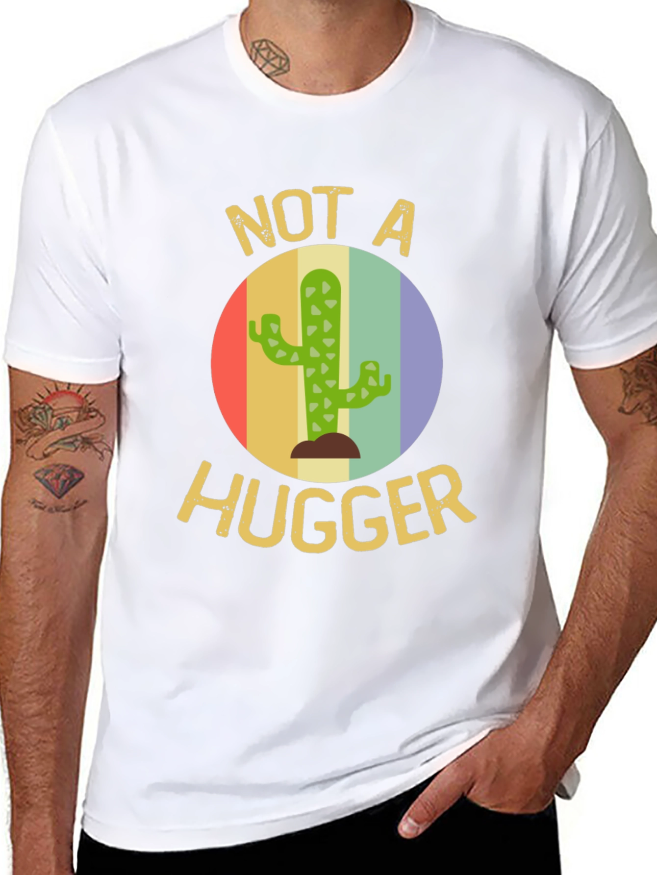 Not A Hugger Cactus T-Shirt - Funny Sarcastic Tee