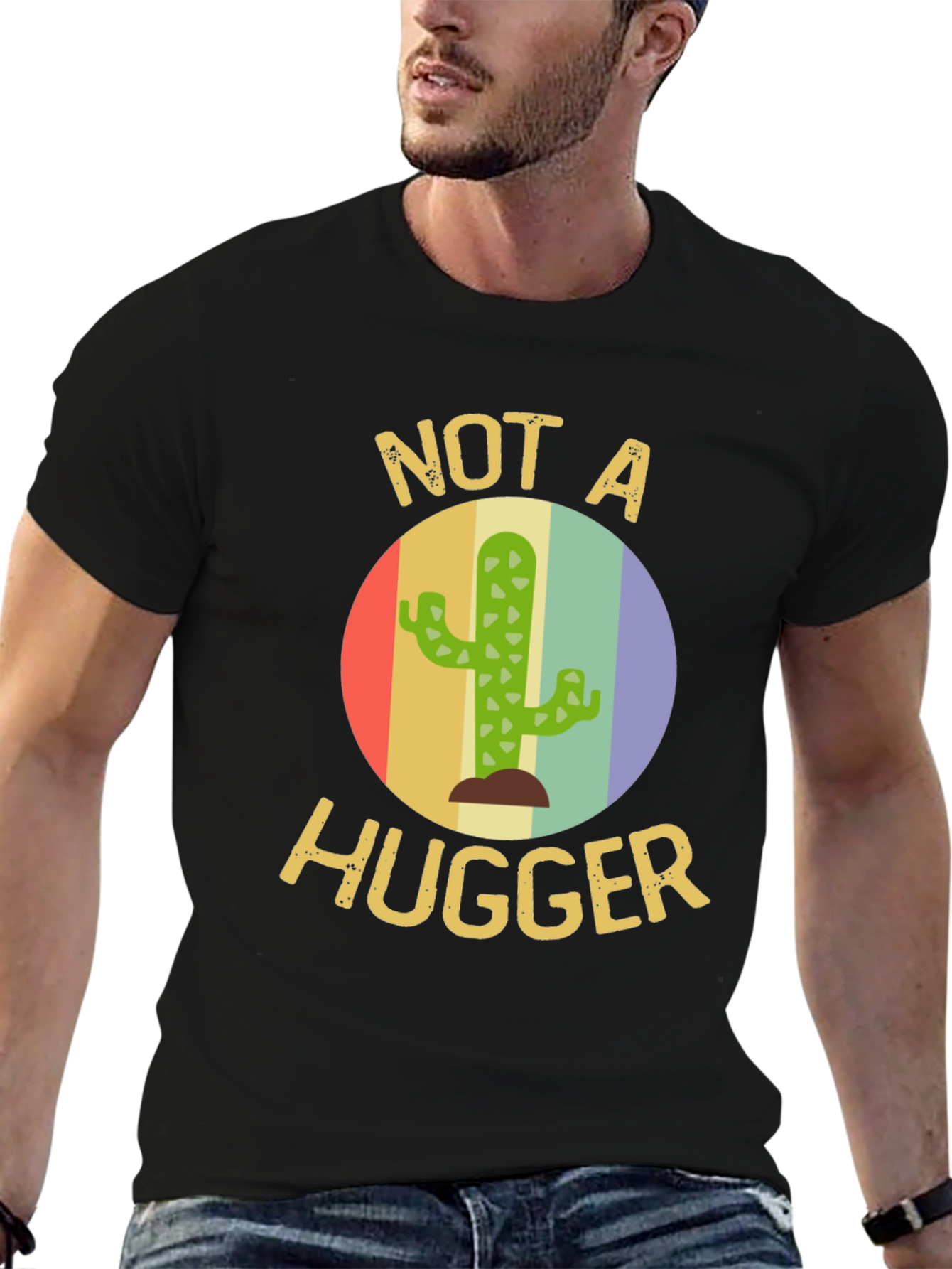 Not A Hugger Cactus T-Shirt - Funny Sarcastic Tee