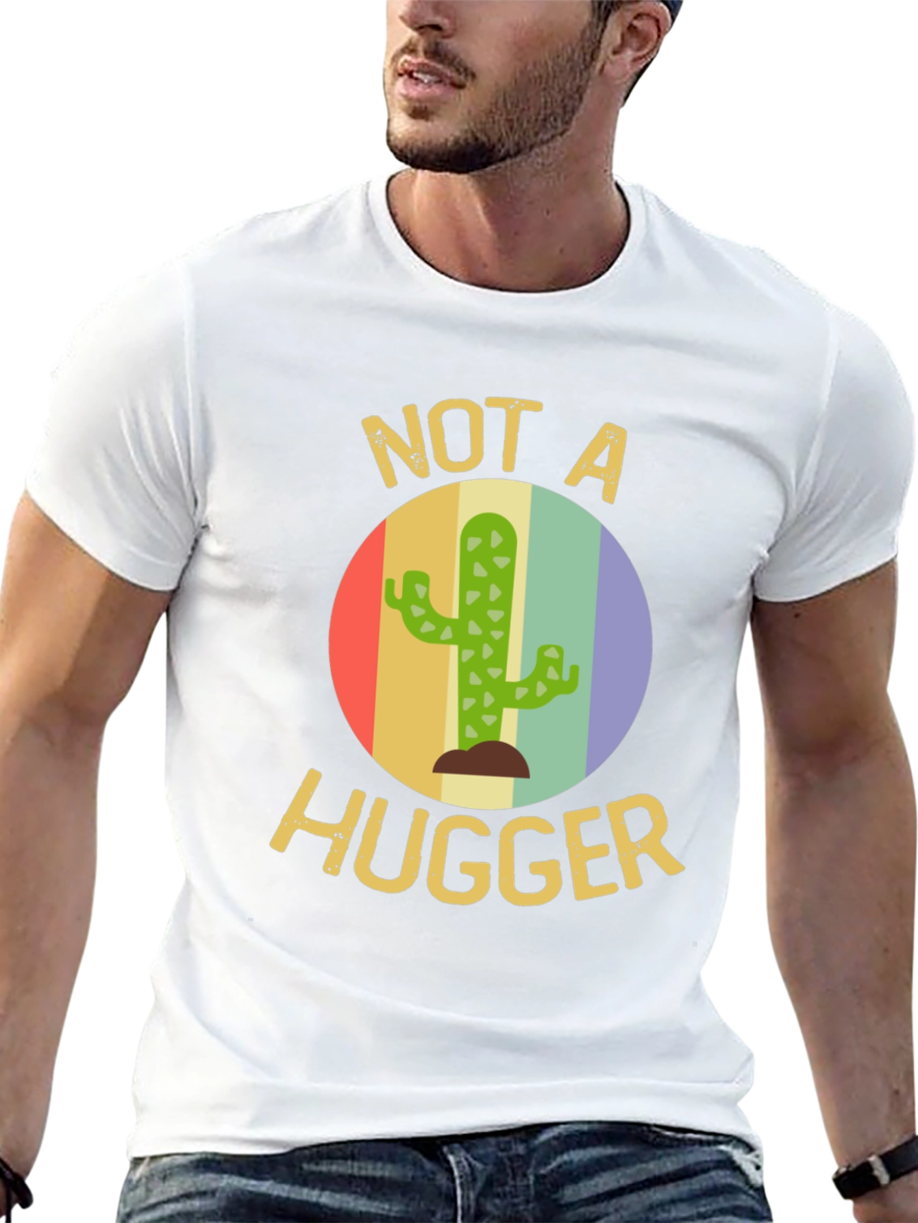 Not A Hugger Cactus T-Shirt - Funny Sarcastic Tee