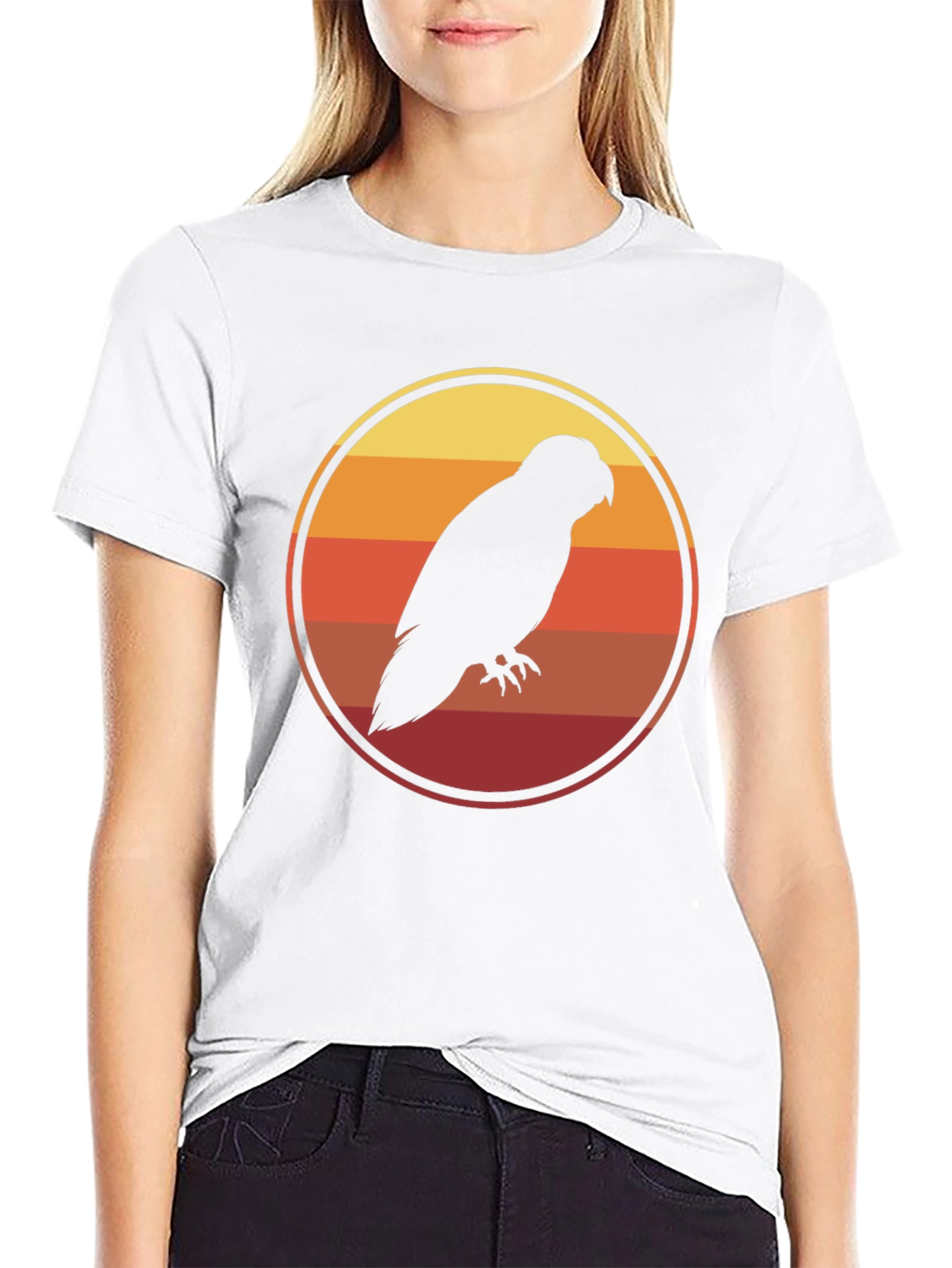 Sunset Parrot T-Shirt - Retro Bird Graphic Tee