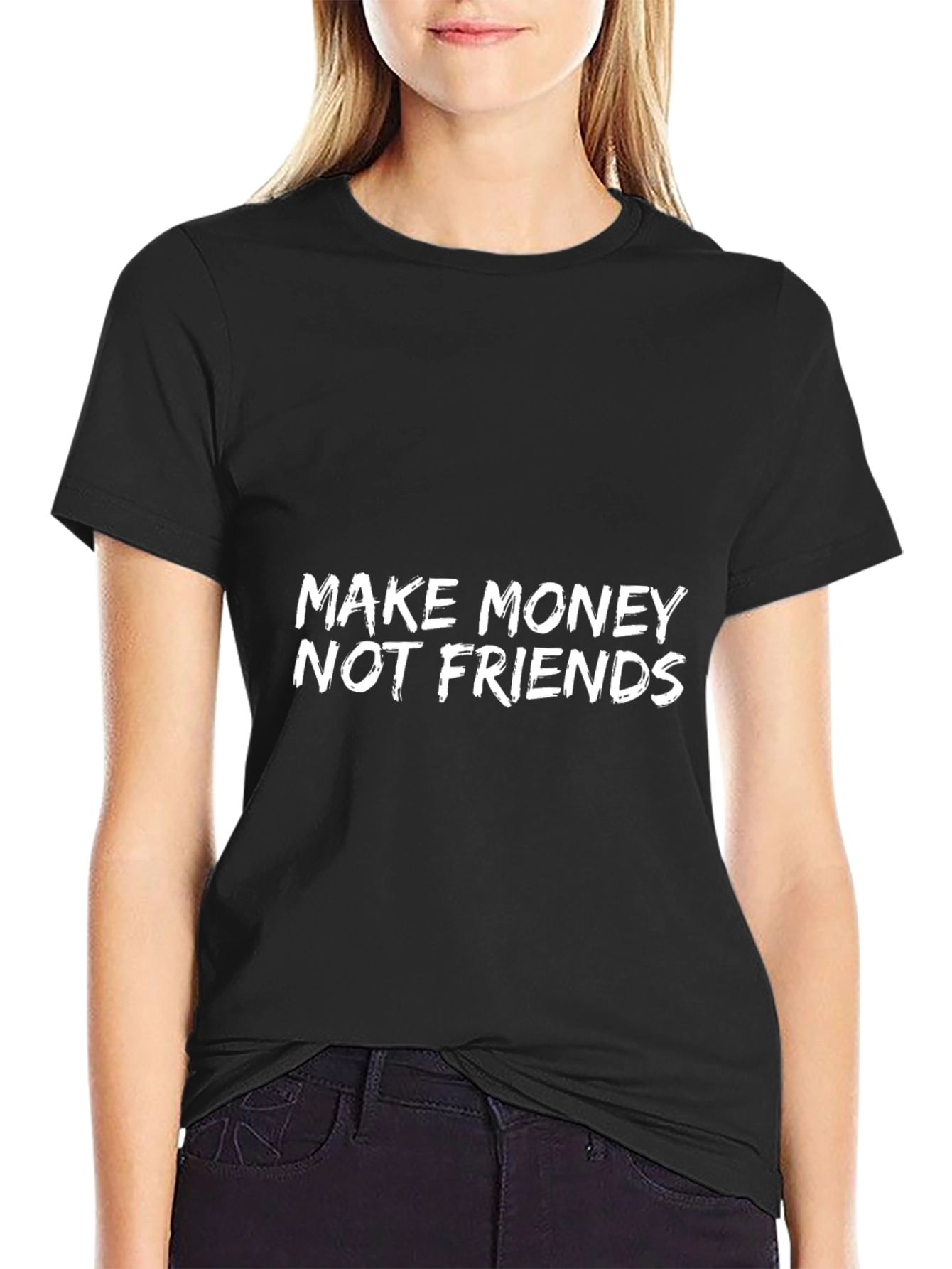 Make Money Not Friends Graphic Tee - Black
