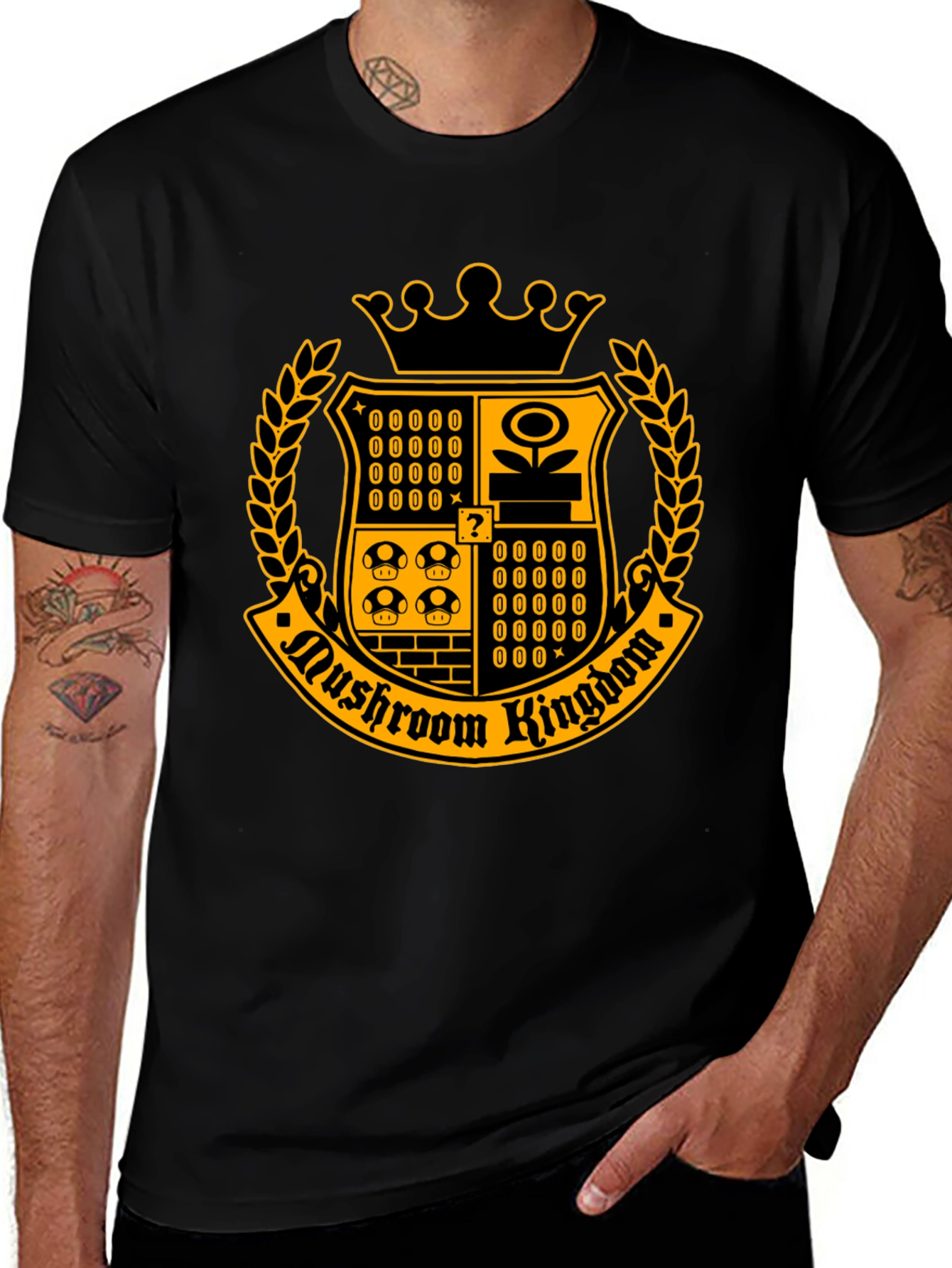Mushroom Kingdom Crest T-Shirt - Black