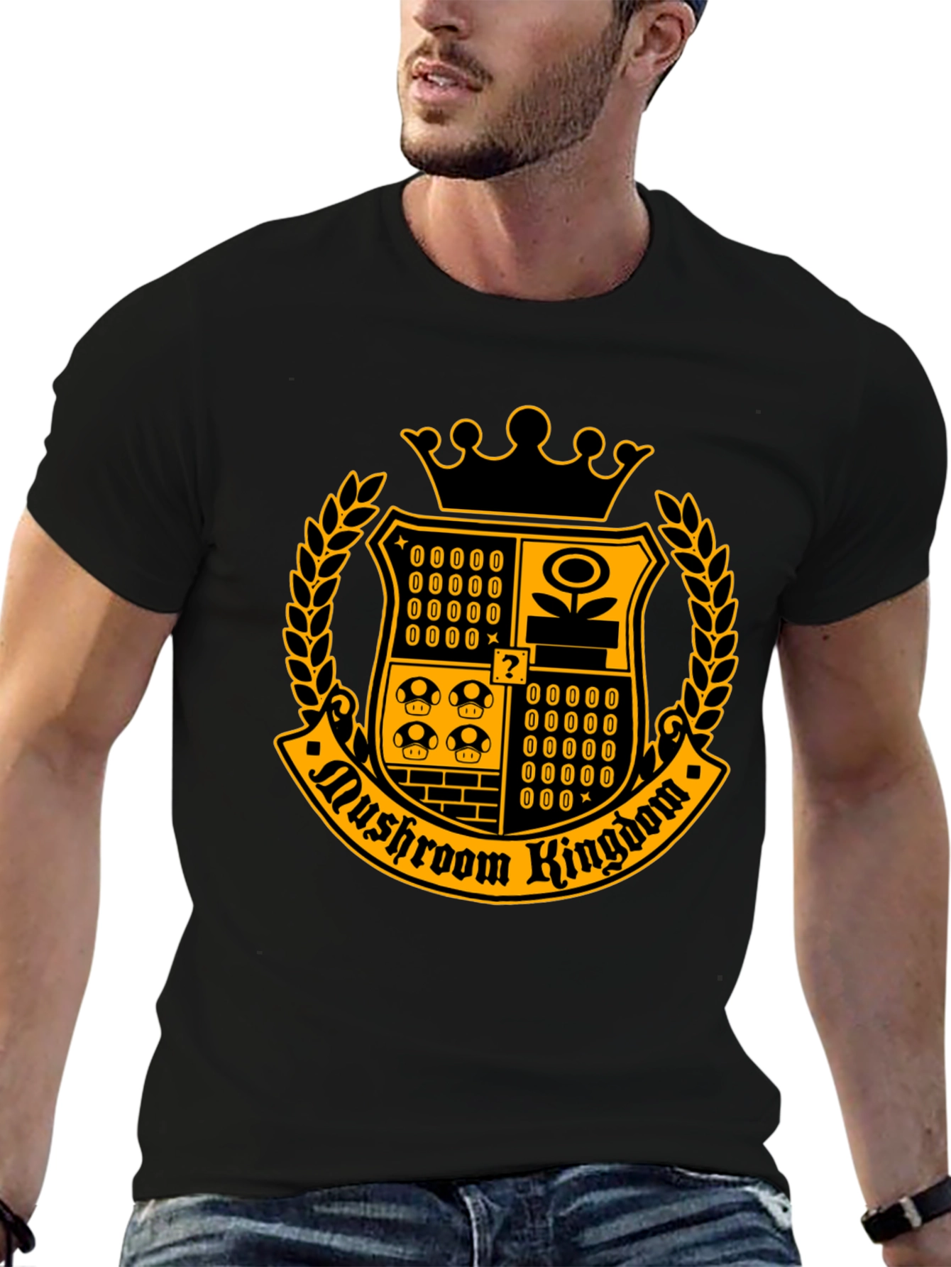 Mushroom Kingdom Crest T-Shirt - Black