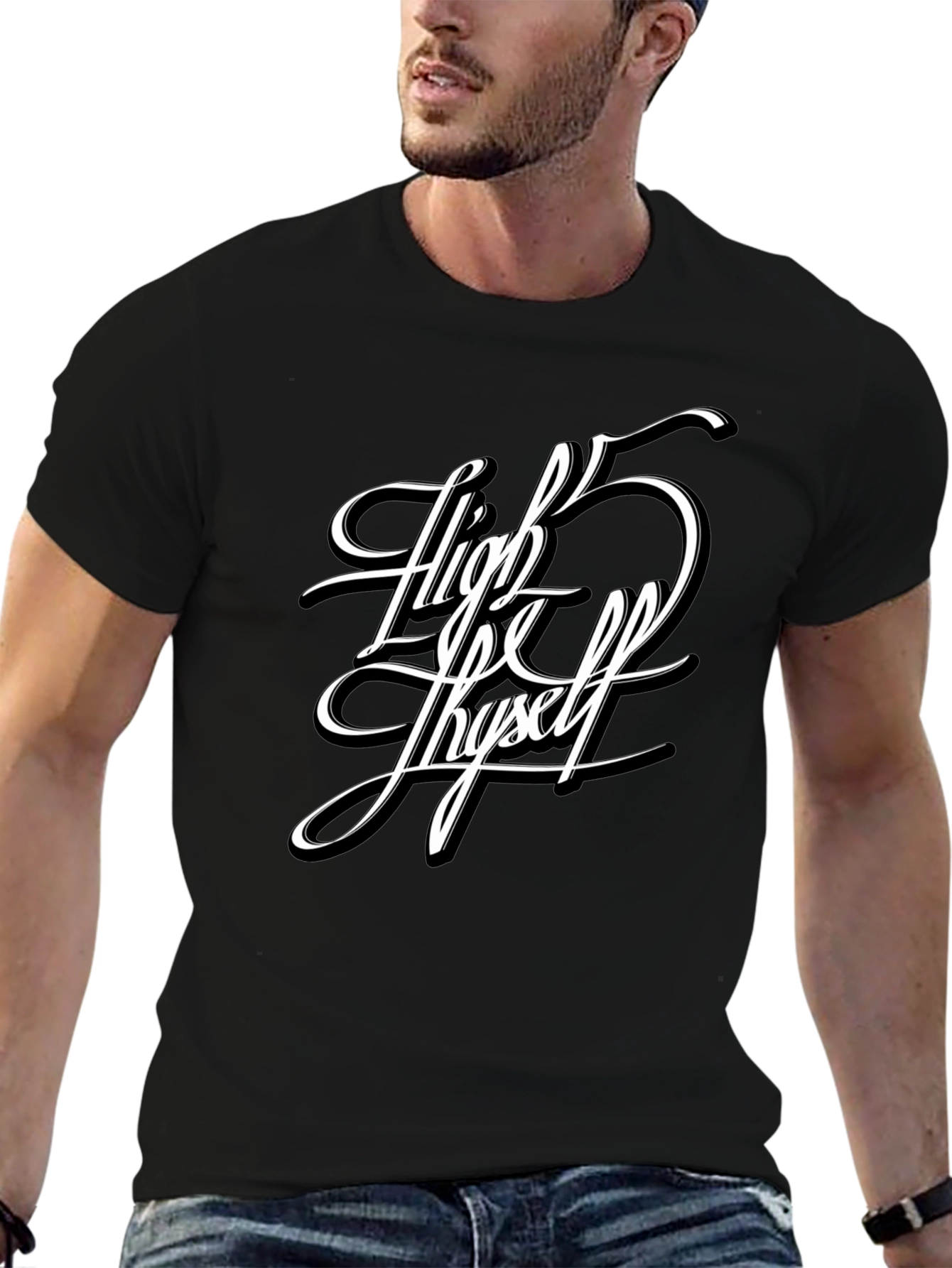 High 5 Thyself Black Graphic Tee
