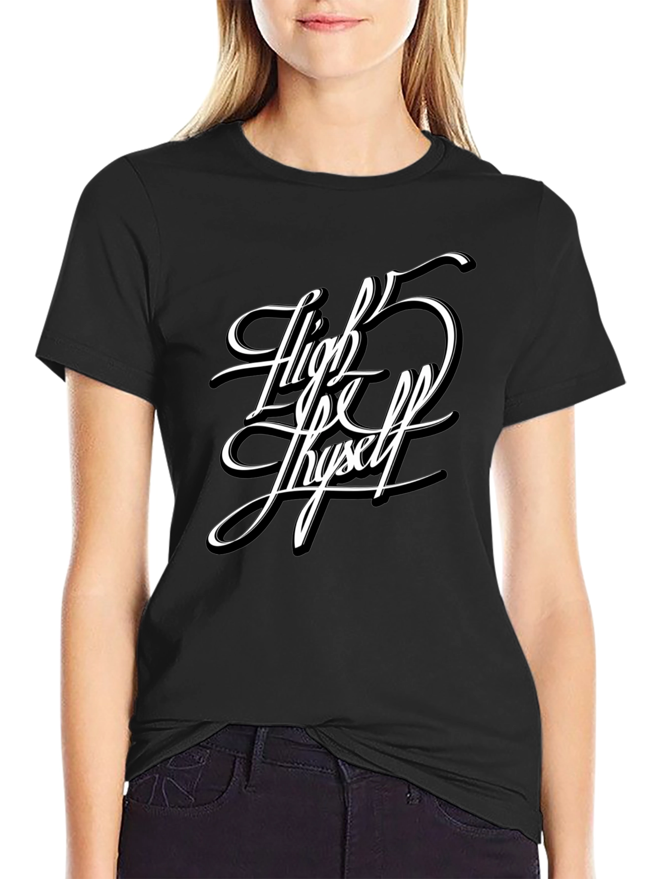 High 5 Thyself Black Graphic Tee