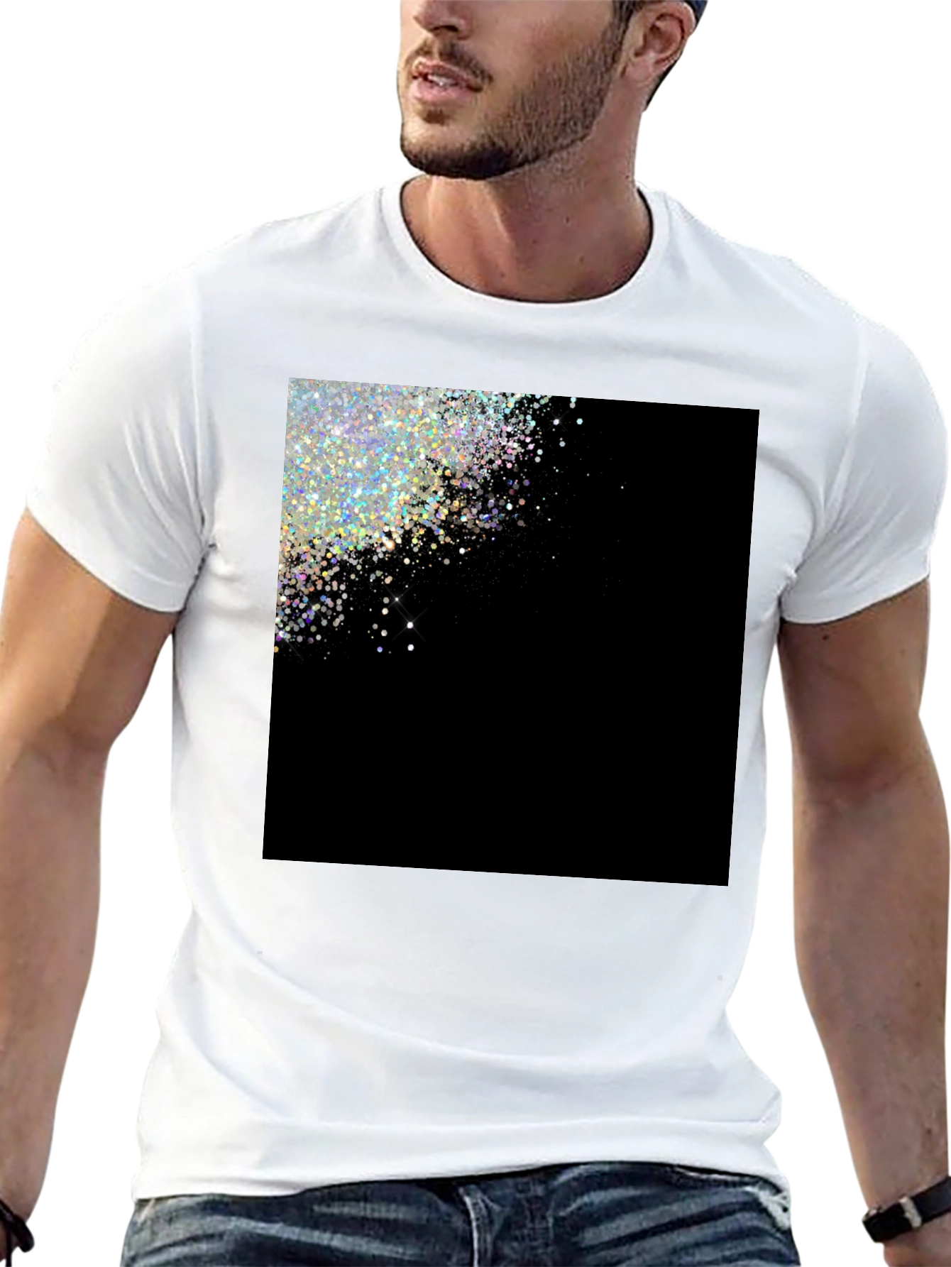 Sparkling Glitter Design Black T-Shirt