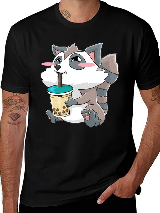 Cute Raccoon Bubble Tea Graphic T-Shirt