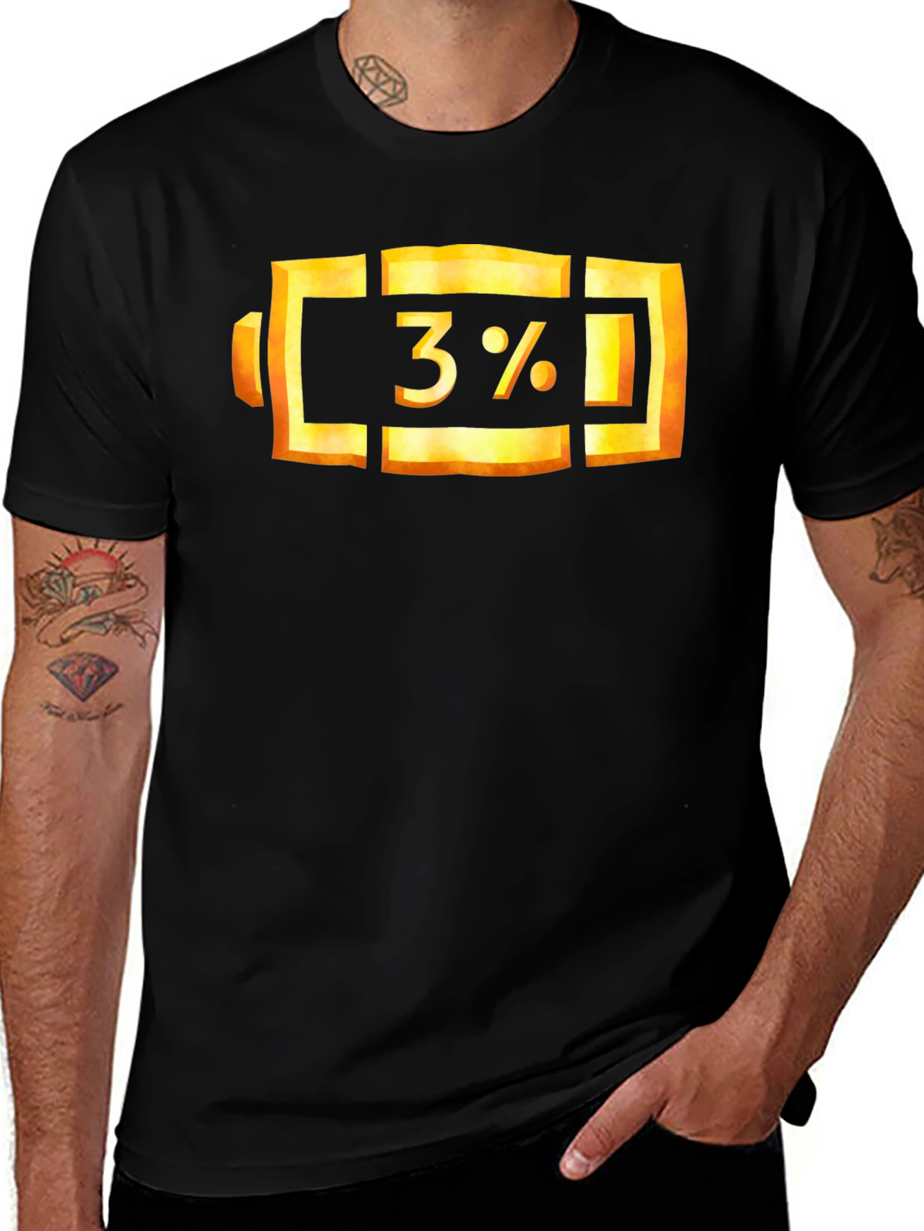 3% Battery Graphic Tee - Low Power Mode Shirt