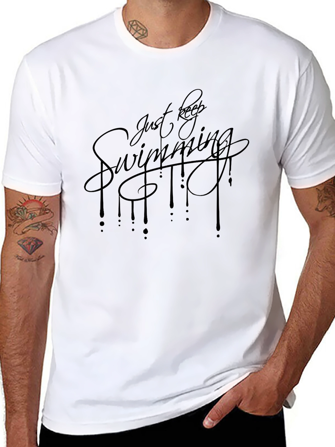 Just Keep Swimming Graphic Tee - Black