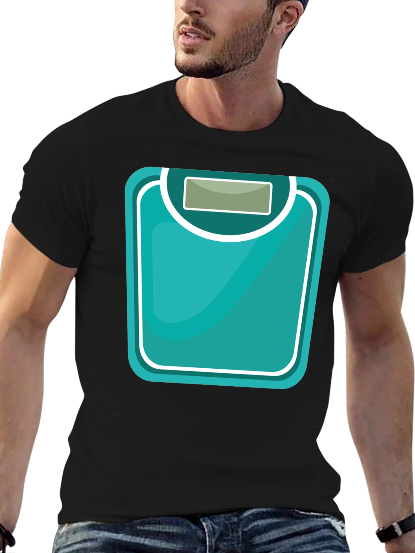Weight Scale Graphic Tee - Black Cotton T-Shirt