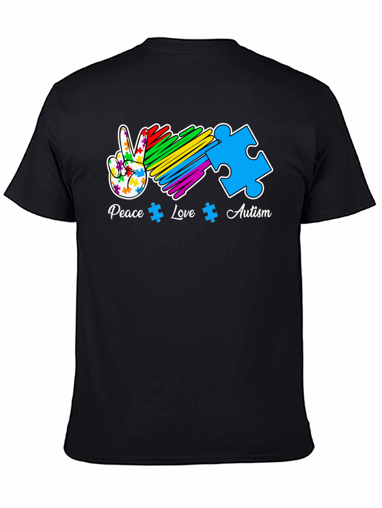 Autism Awareness Peace Love Puzzle Piece T-Shirt