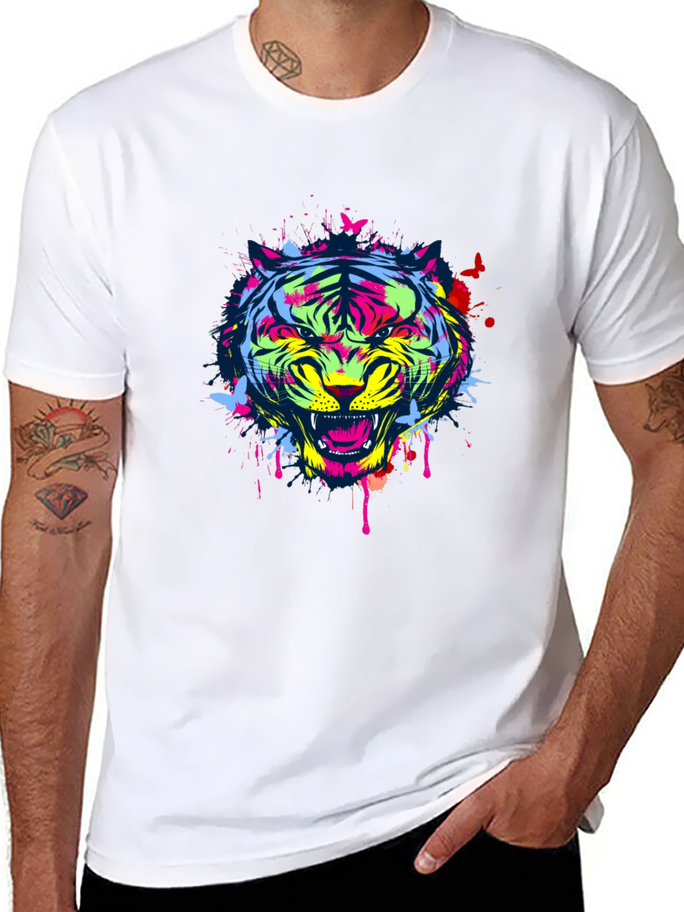 Bold Tiger Graphic Tee - Modern Art Shirt