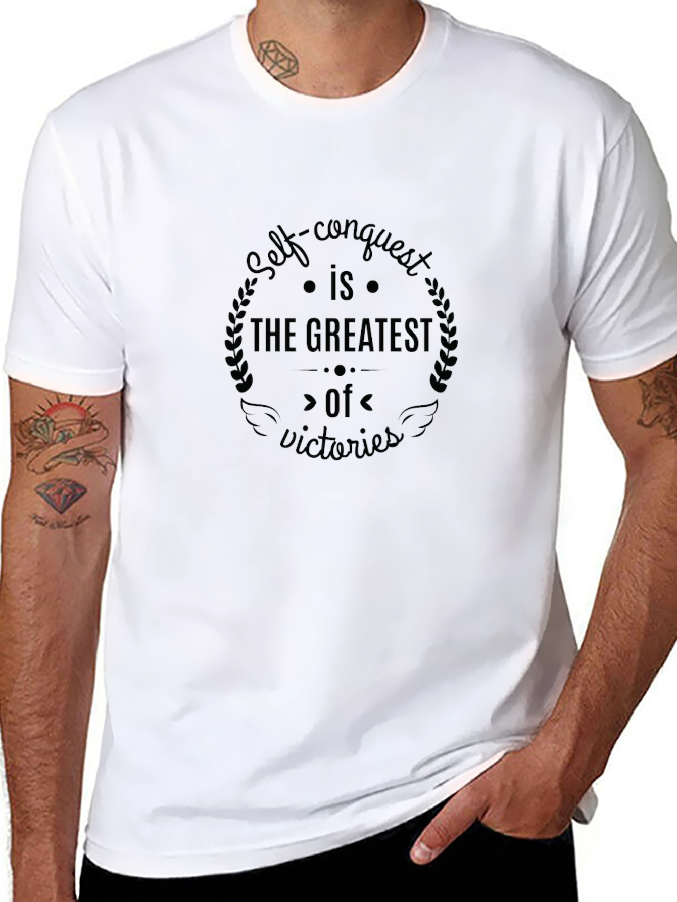 Self-Conquest Graphic Tee - Motivational Black T-Shirt