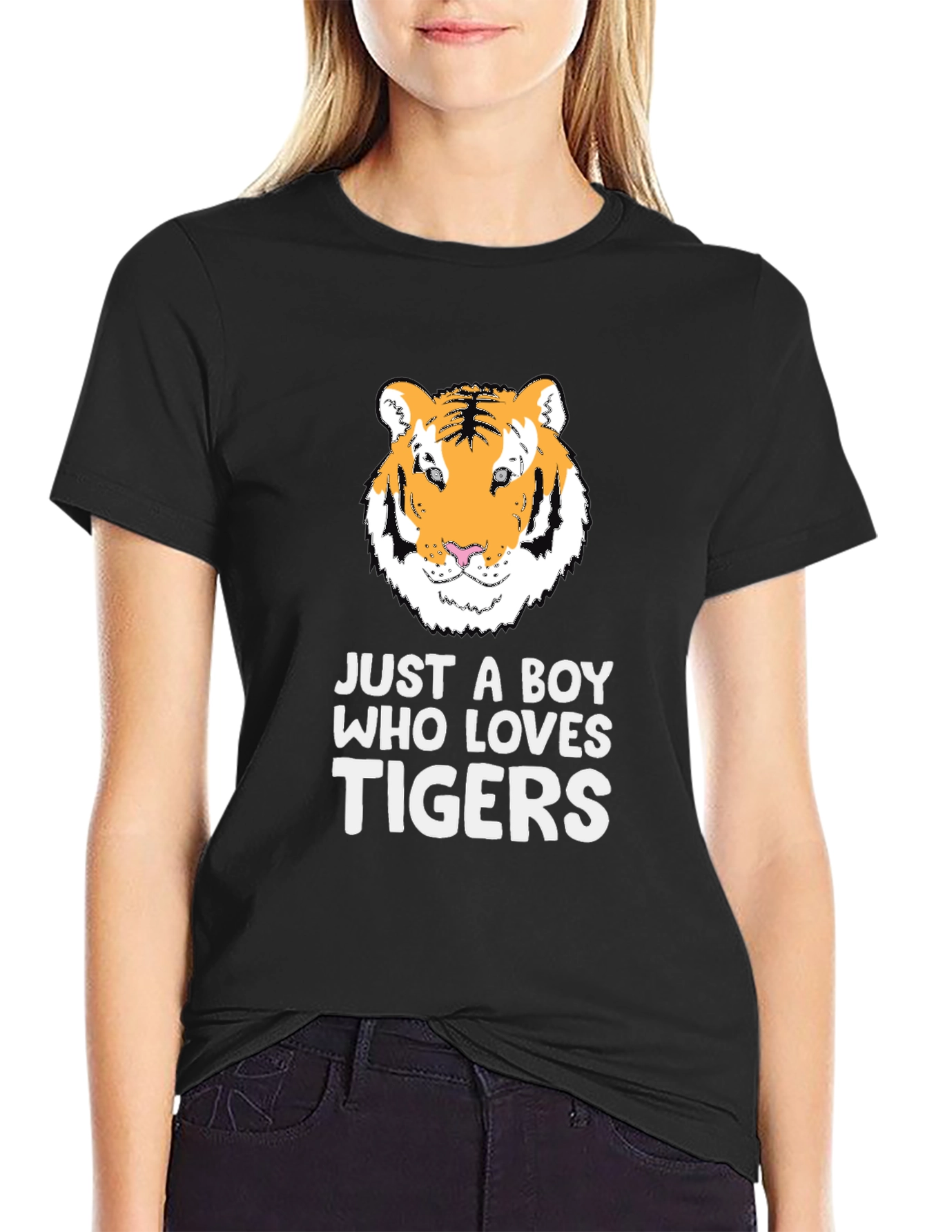 Boy Who Loves Tigers Graphic Tee - Black