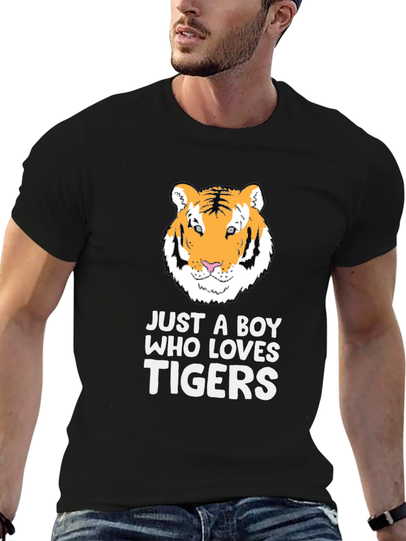Boy Who Loves Tigers Graphic Tee - Black