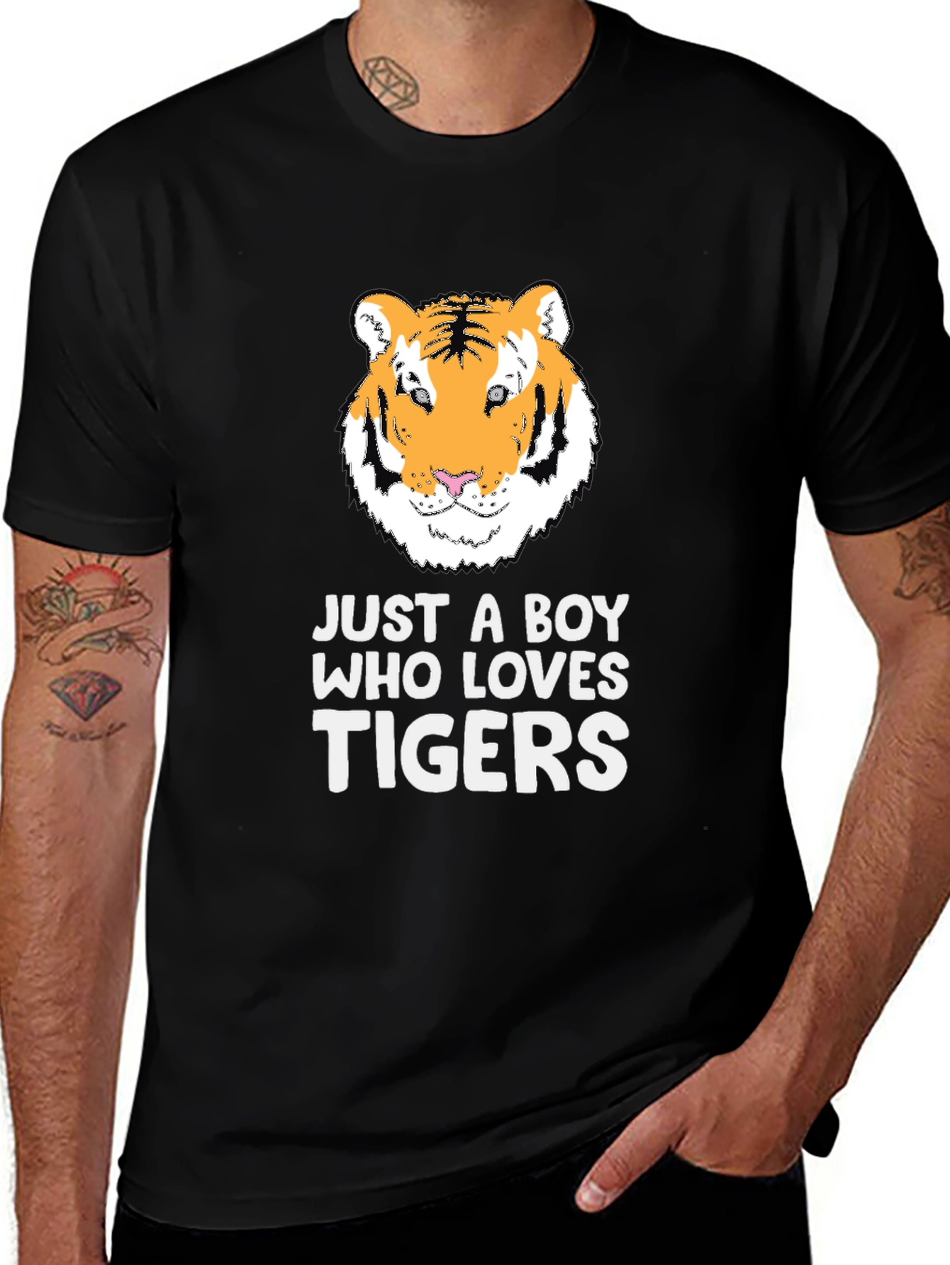 Boy Who Loves Tigers Graphic Tee - Black