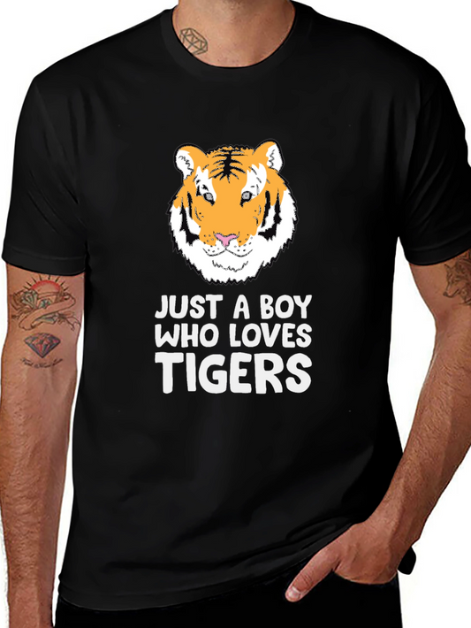 Boy Who Loves Tigers Graphic Tee - Black