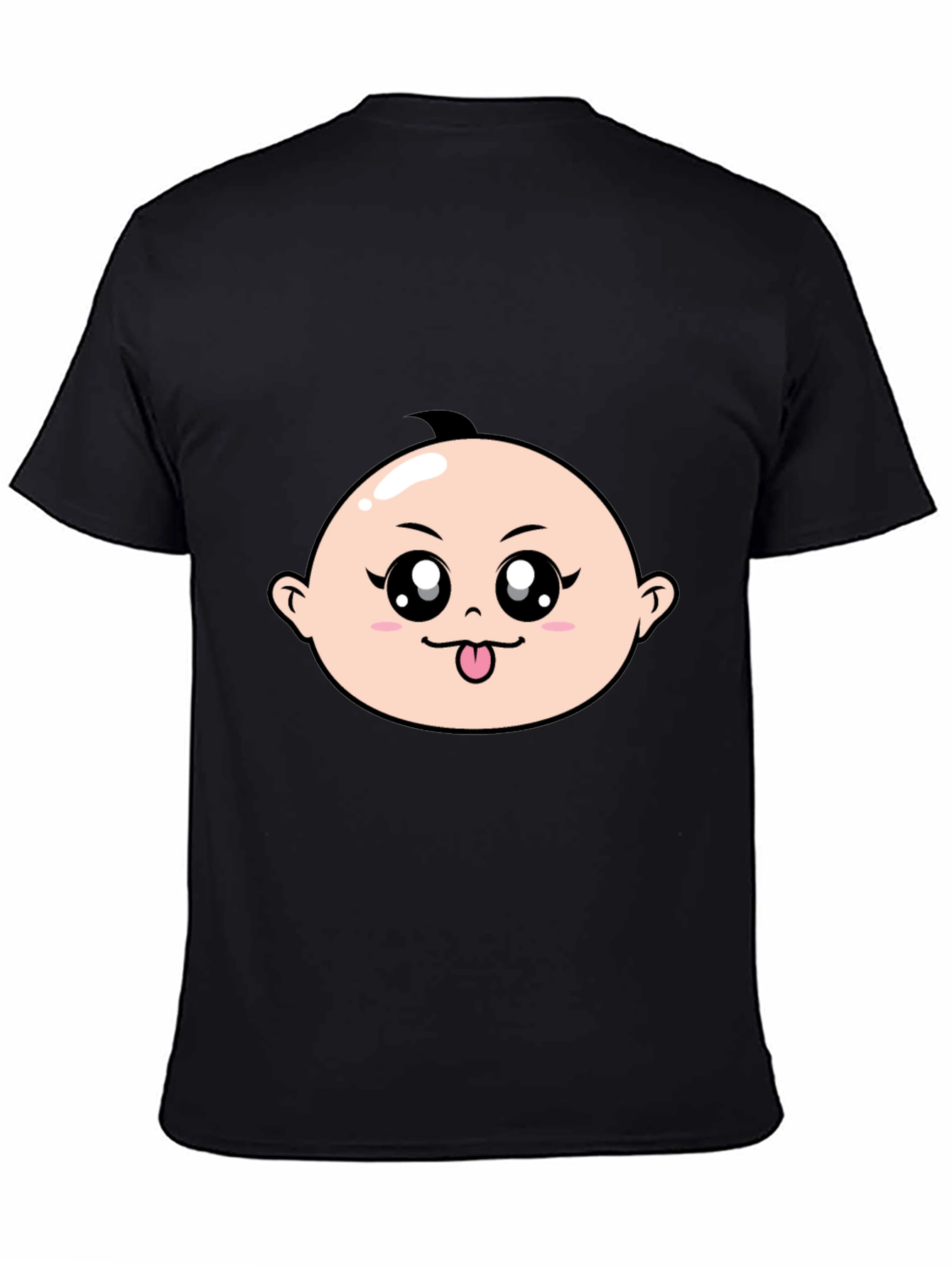 Cute Baby Face Graphic T-Shirt - Black