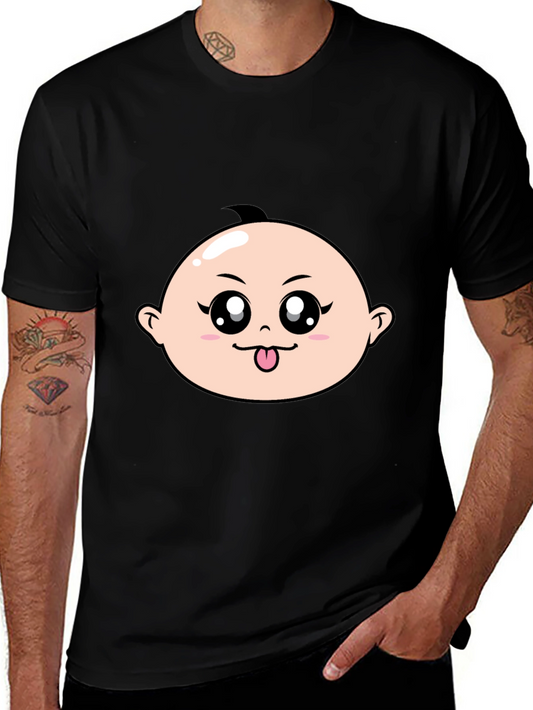 Cute Baby Face Graphic T-Shirt - Black