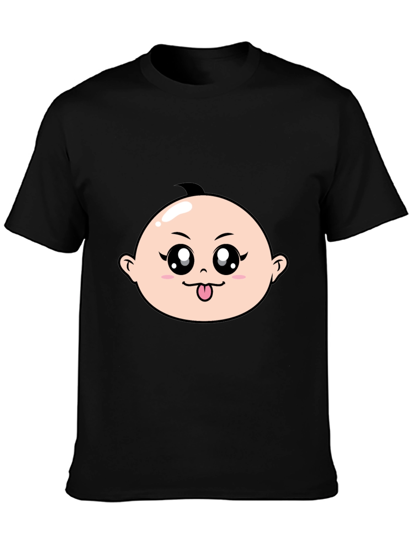 Cute Baby Face Graphic T-Shirt - Black