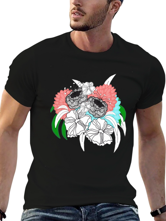 Floral Bouquet Graphic Tee - Black Unisex T-Shirt