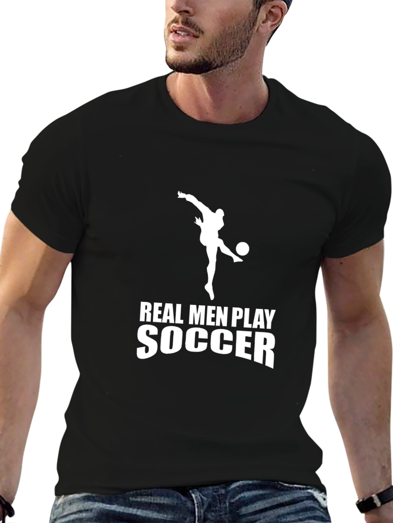 Real Men Play Soccer Black T-Shirt