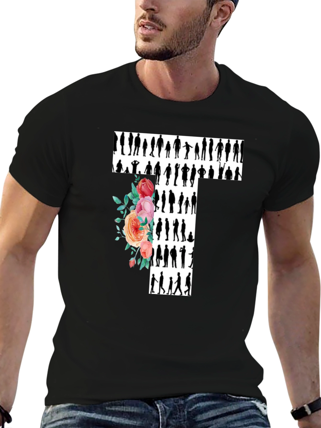 Floral Silhouette T-Shirt - Trendy Graphic Tee