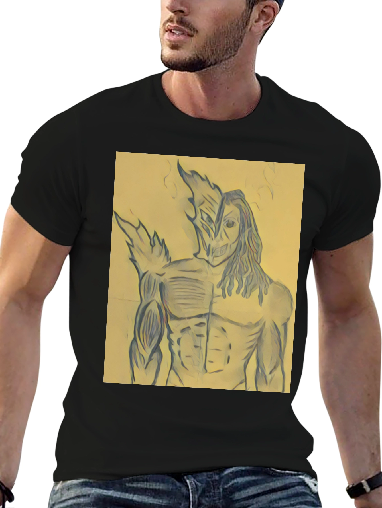 Graphic Print Black T-Shirt - Unique Design