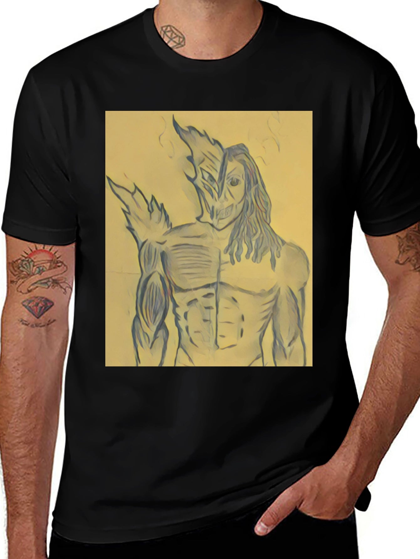 Graphic Print Black T-Shirt - Unique Design