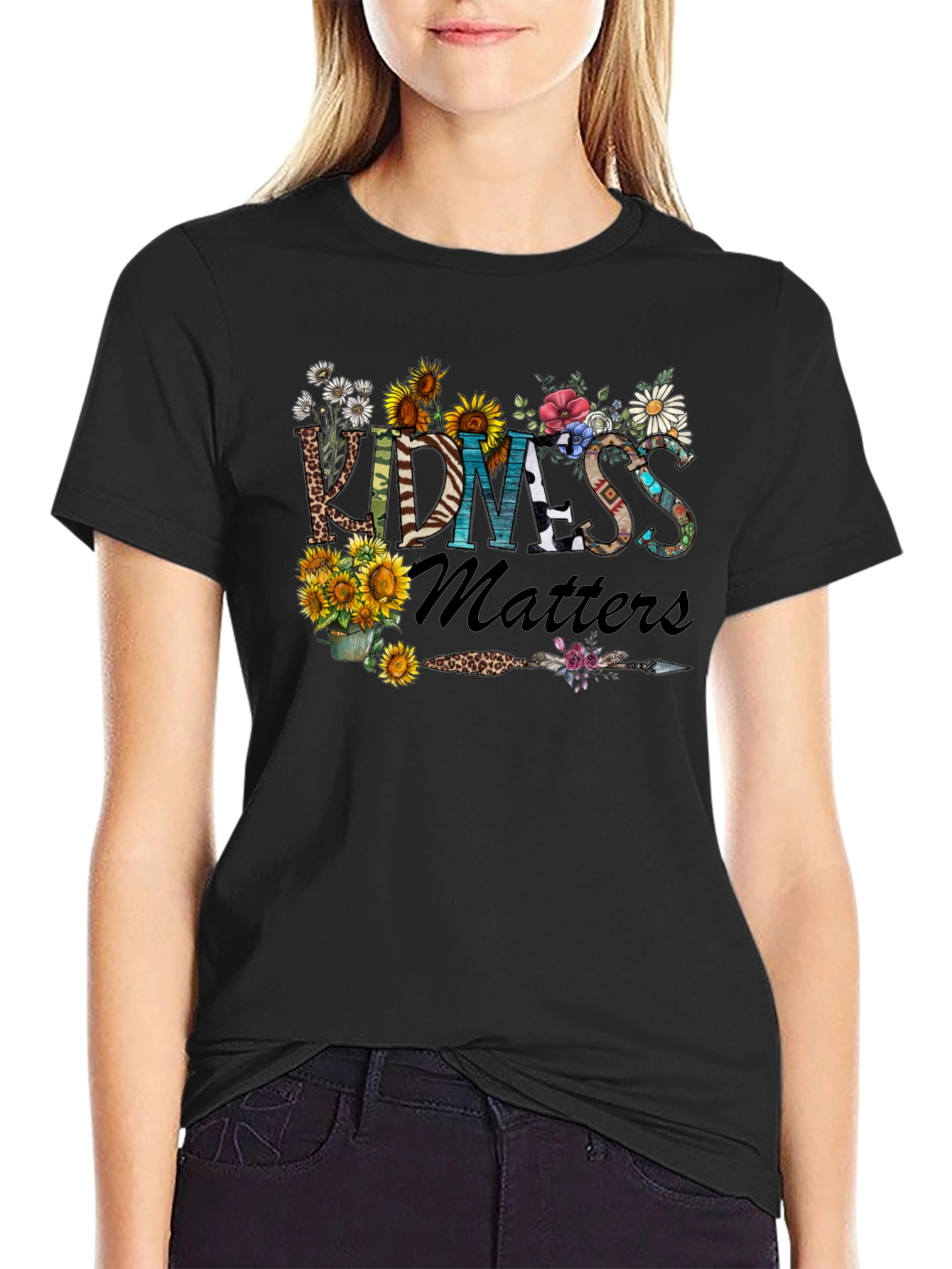 Kindness Matters Floral Graphic T-Shirt