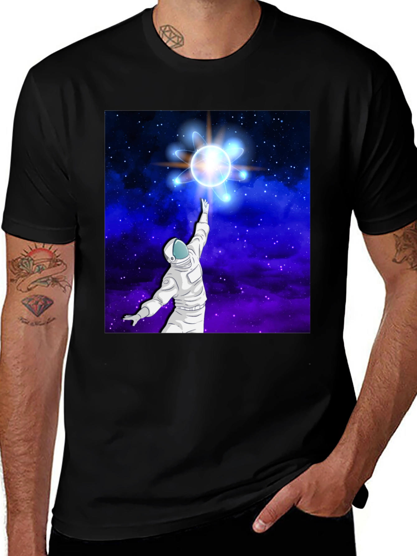 Astronaut Space Atom Black T-Shirt