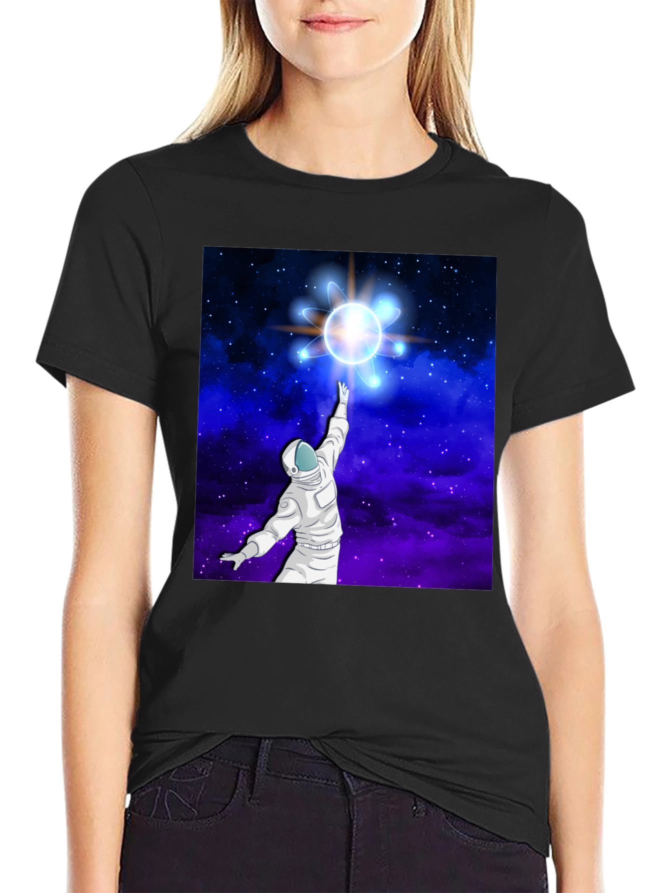 Astronaut Space Atom Black T-Shirt