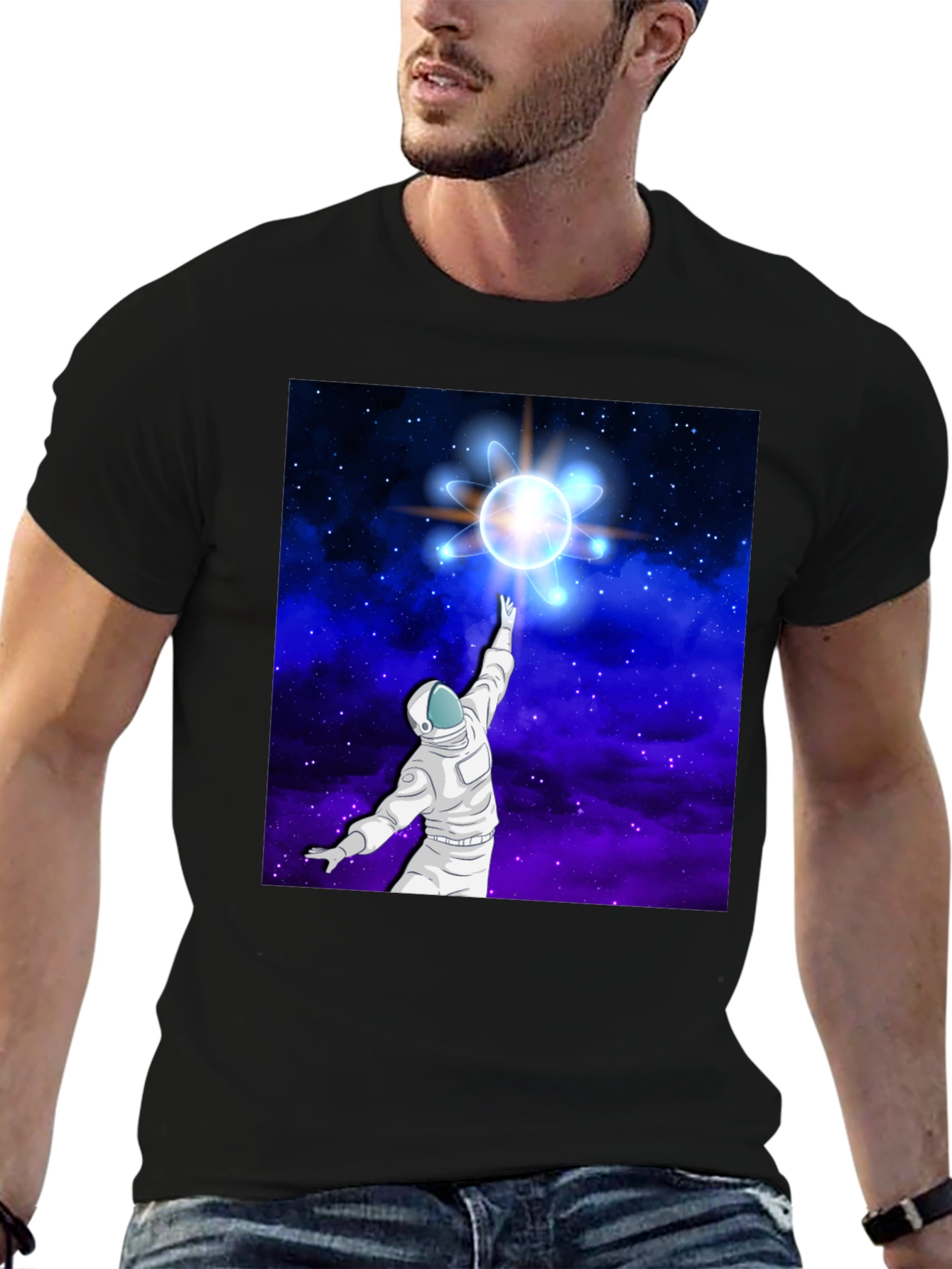 Astronaut Space Atom Black T-Shirt