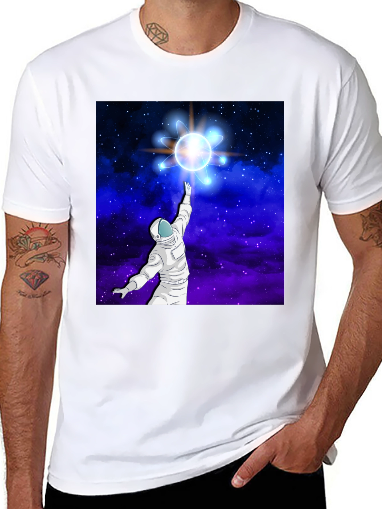 Astronaut Space Atom Black T-Shirt