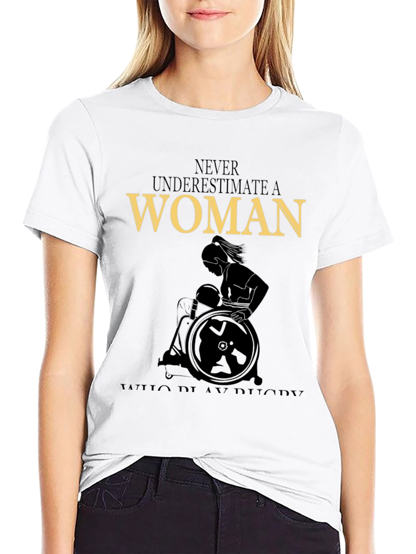 Never Underestimate a Woman Wheelchair Rugby T-Shirt