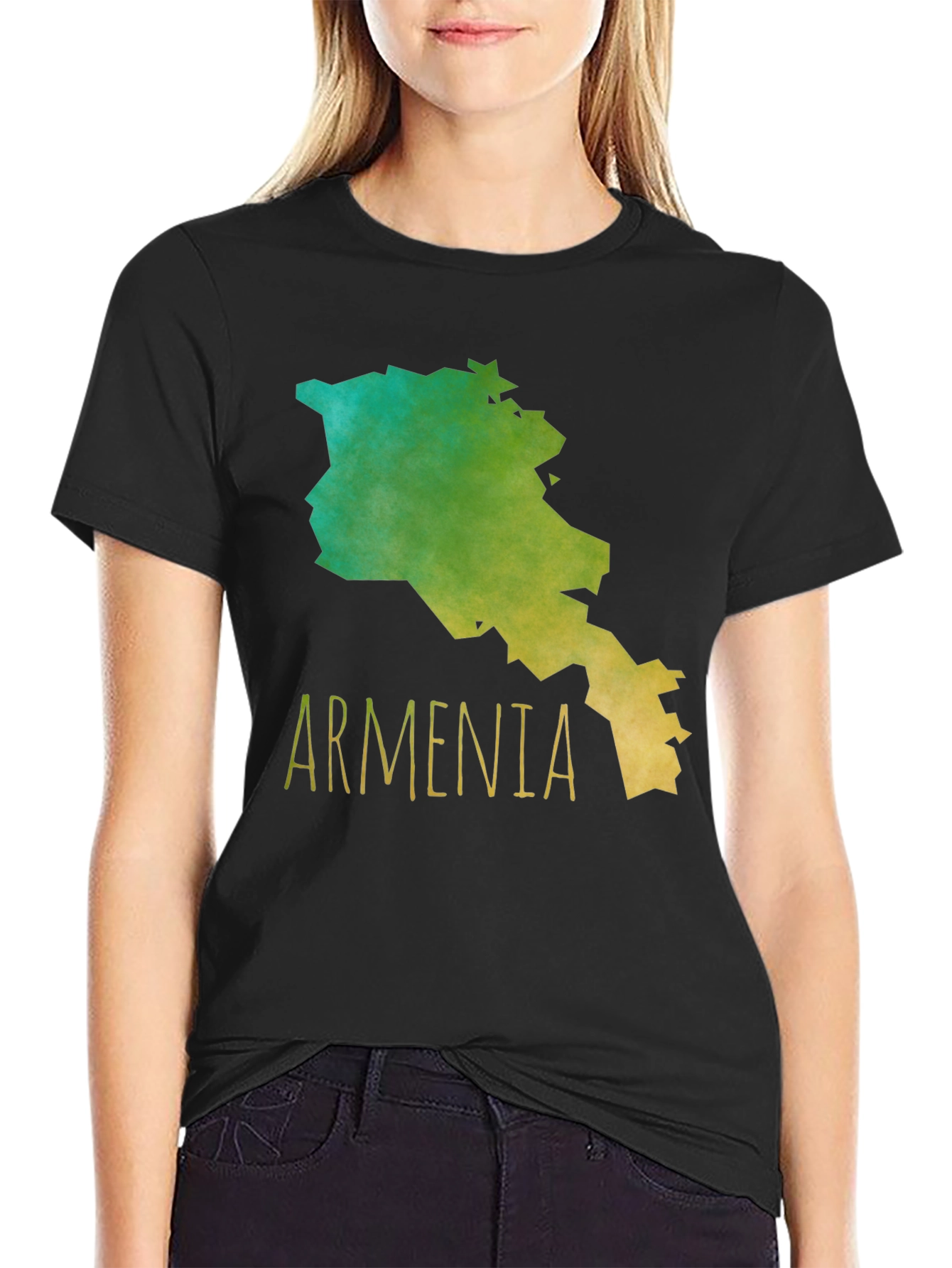 Armenia Map Graphic Tee - Black Cotton T-Shirt