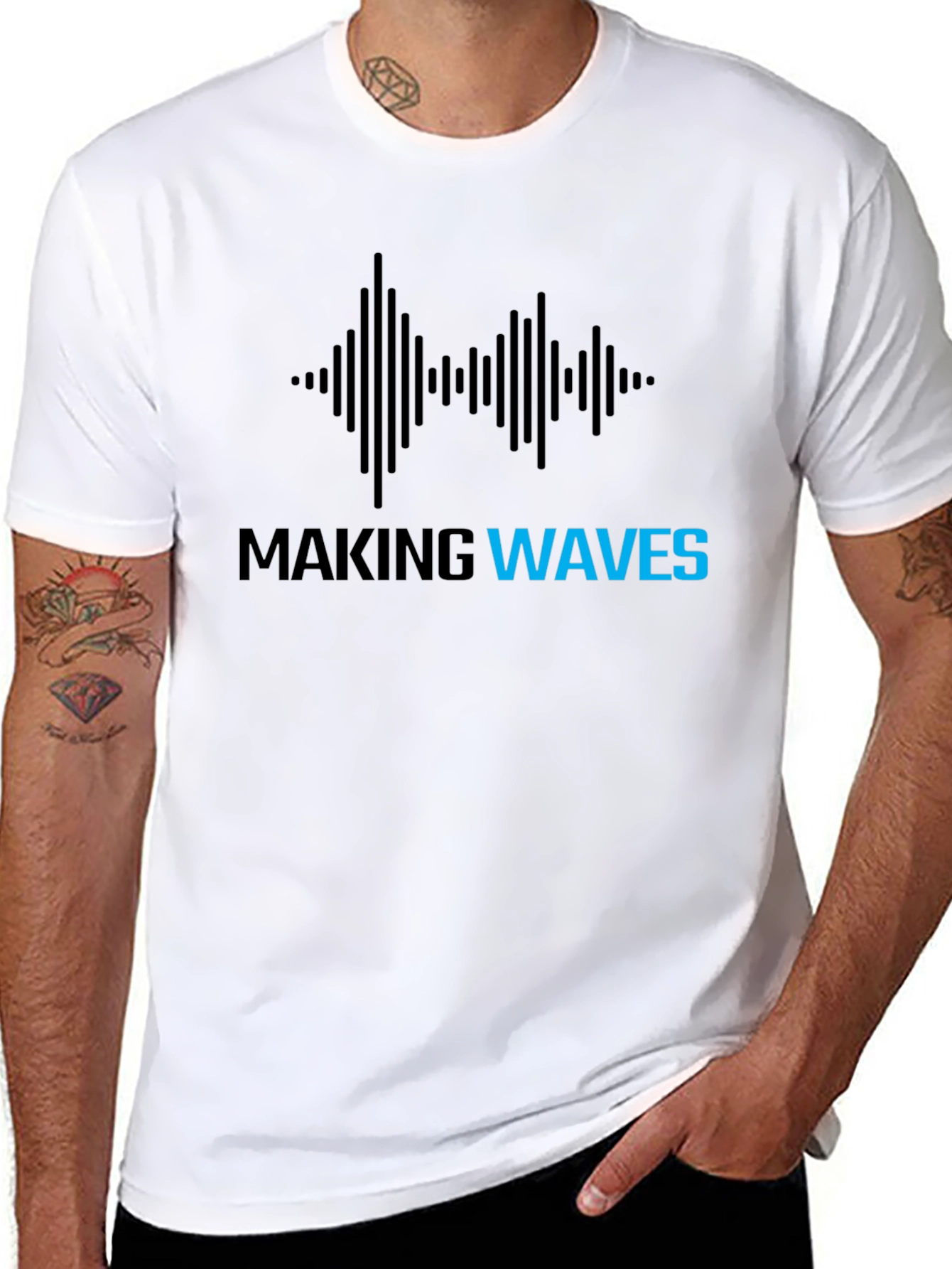 Making Waves Graphic Tee - Black Cotton T-Shirt