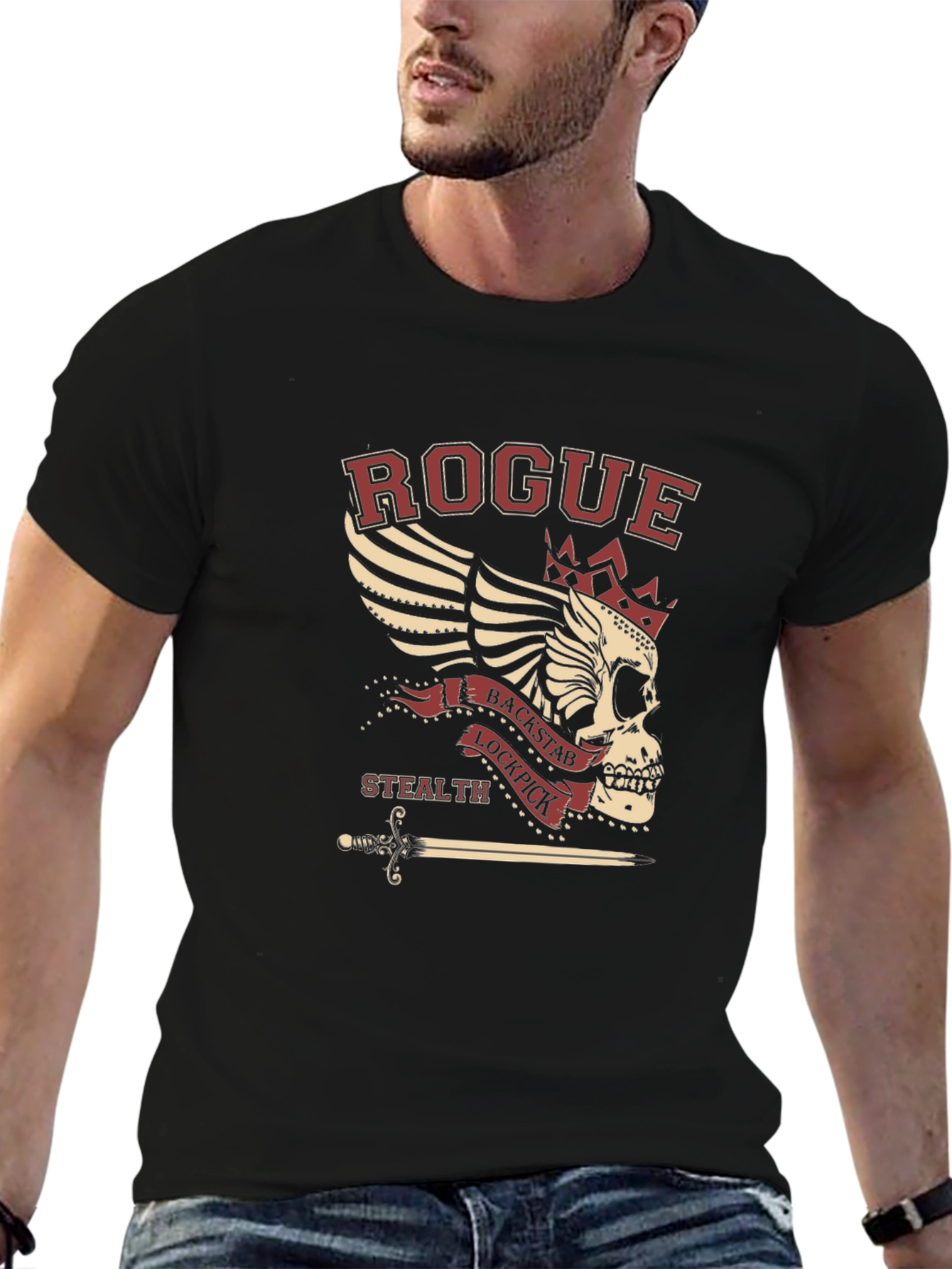 Rogue Skull T-Shirt: Backstab Lockpick Stealth