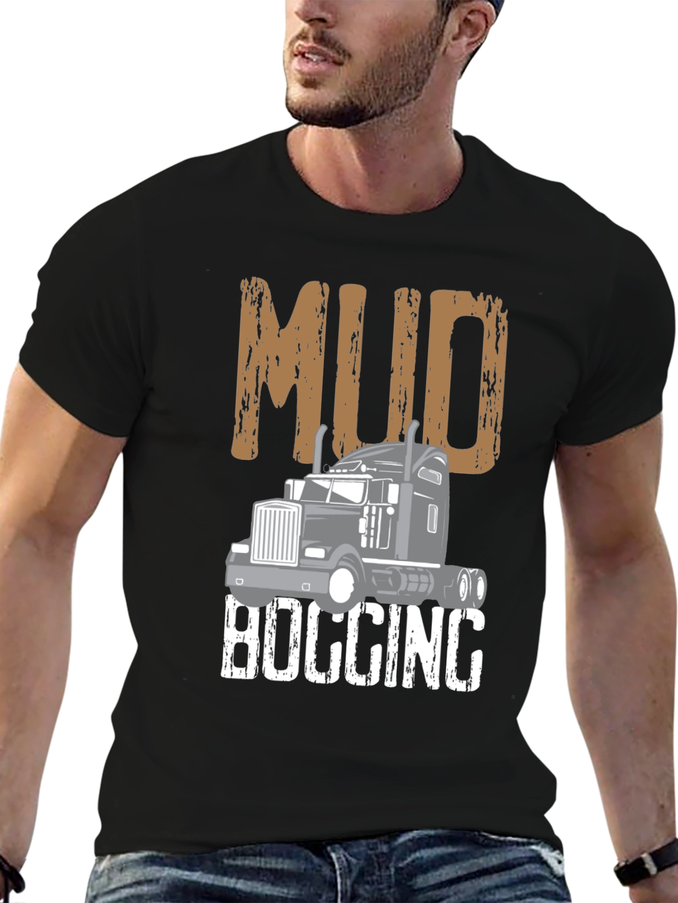 Mud Bogging Truck Graphic Tee - Mens Black T-Shirt