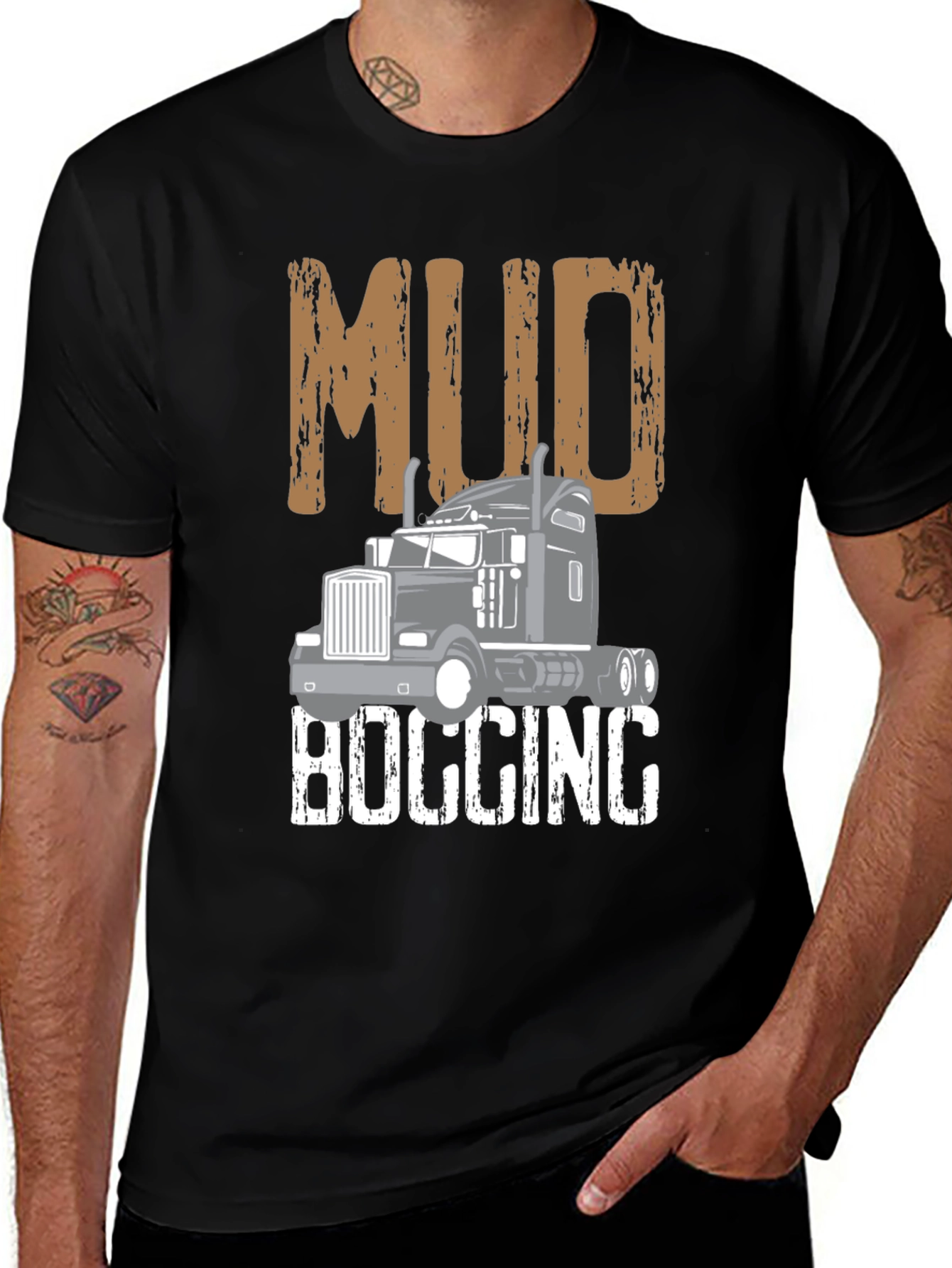 Mud Bogging Truck Graphic Tee - Mens Black T-Shirt